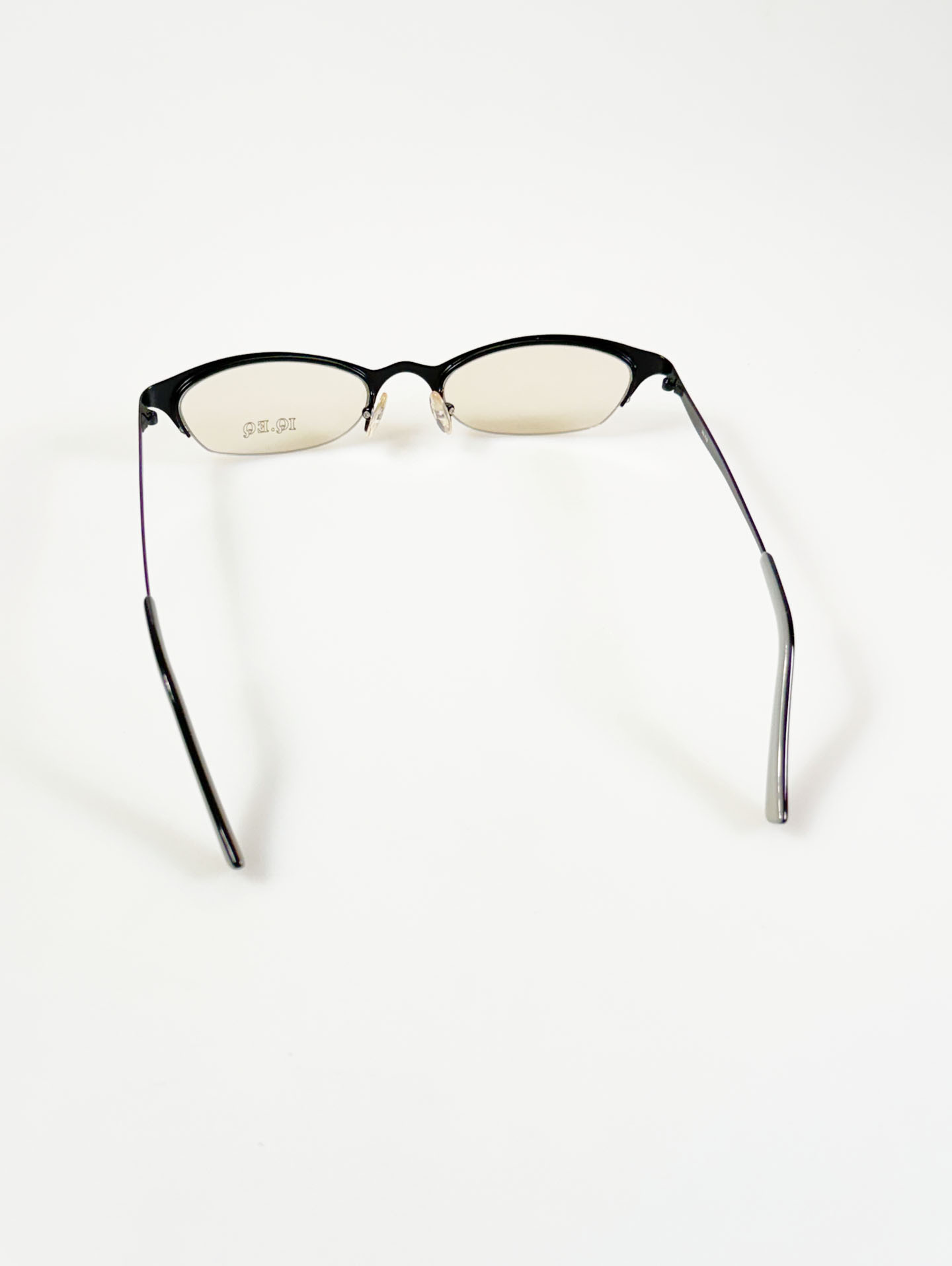 IQ.EQ Black Semi-Cat Eye Half-Rim Metal Frame Glasses