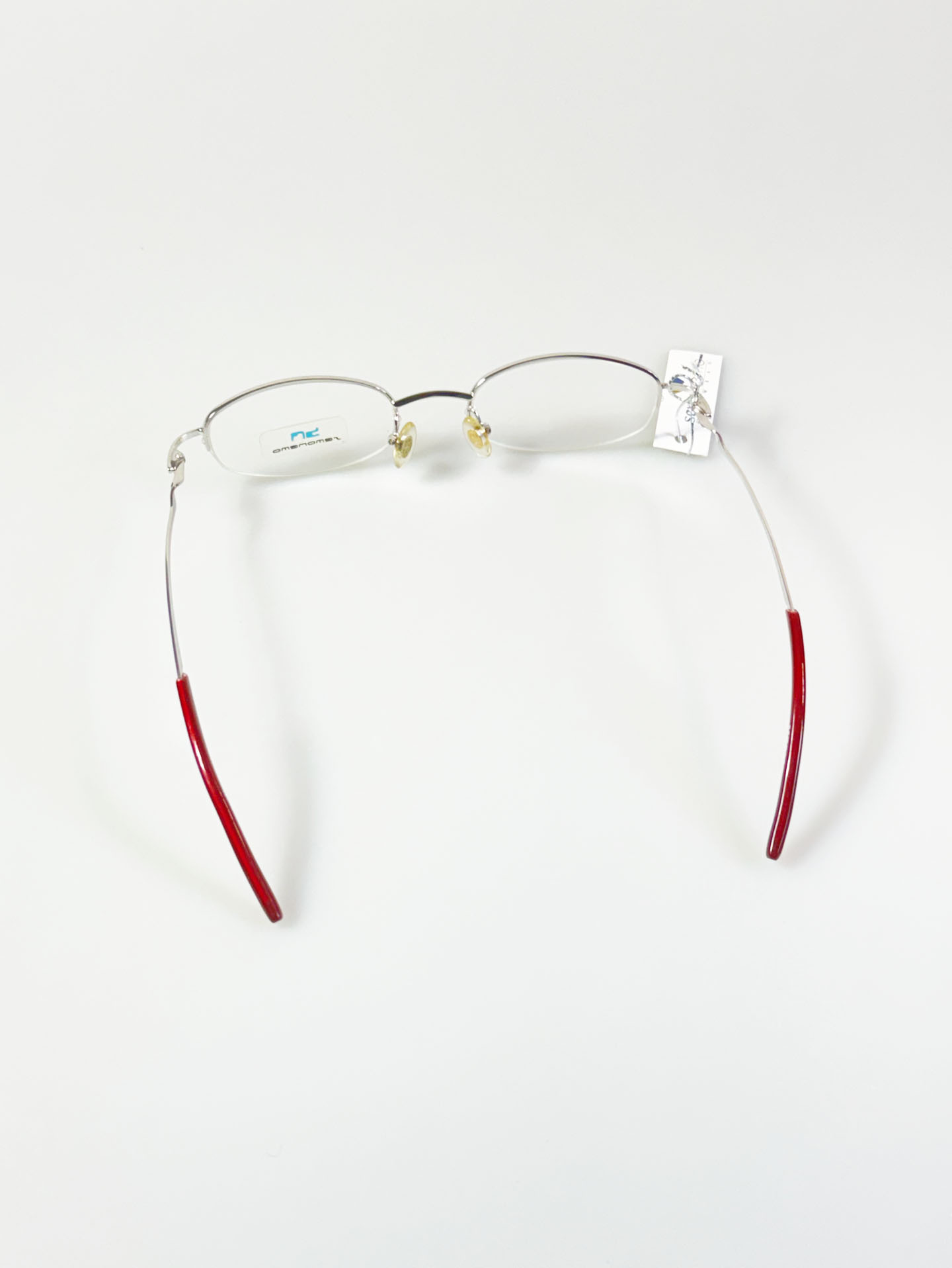 SEMONEMO Silver Slim Square Semi-Rimless Metal Glasses