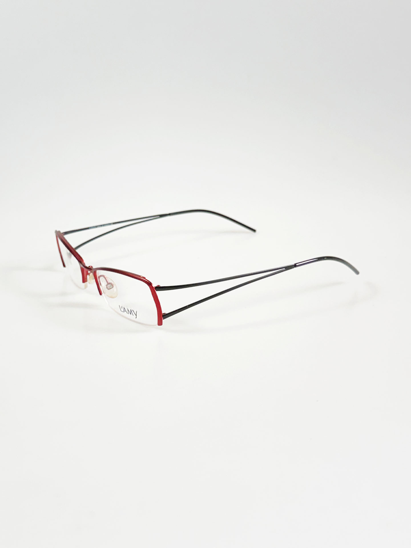 L’AMY Red Metal Semi-Rimless Square Glasses