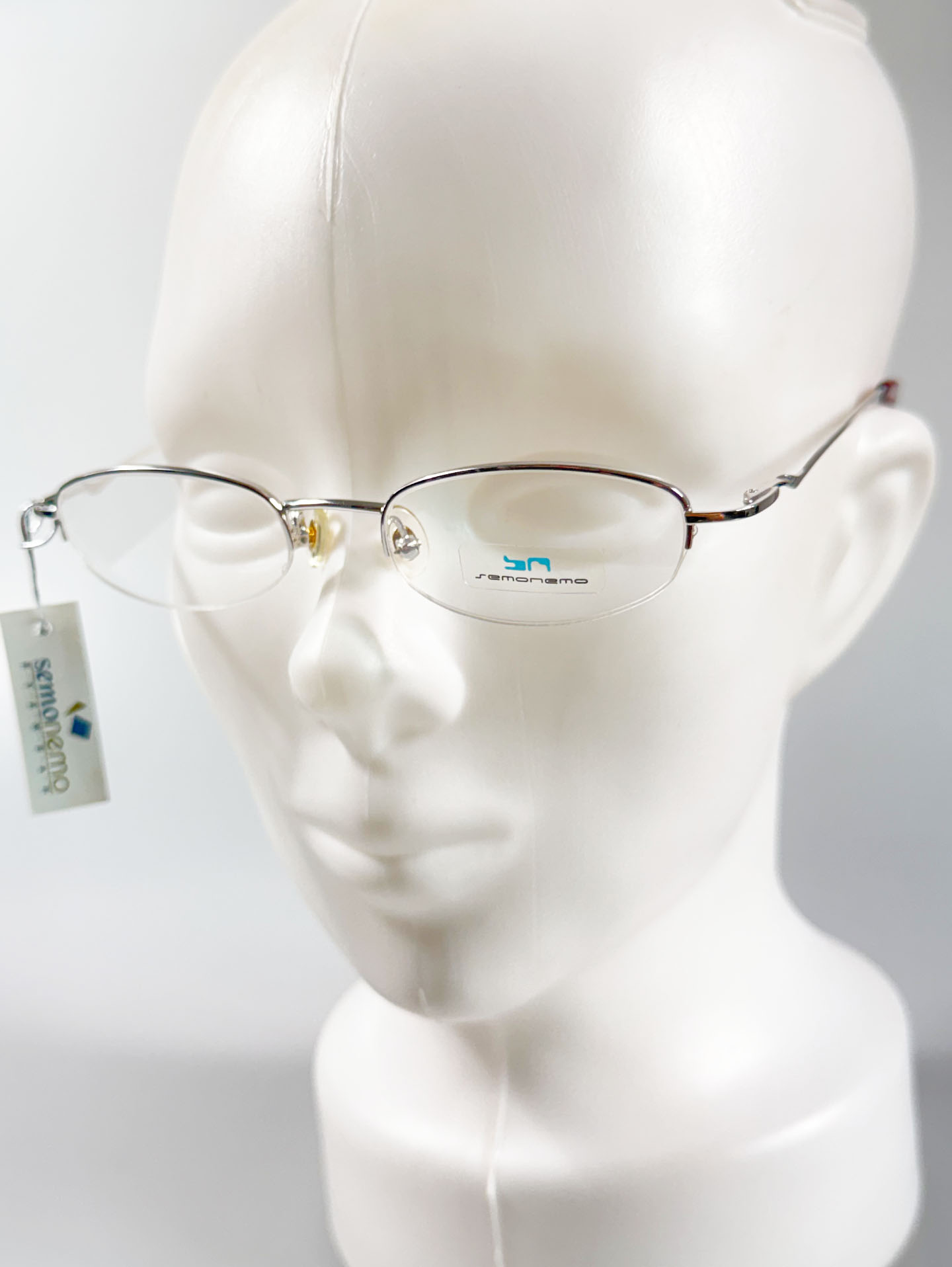 SEMONEMO Silver Semi-Rimless Oval Metal Glasses