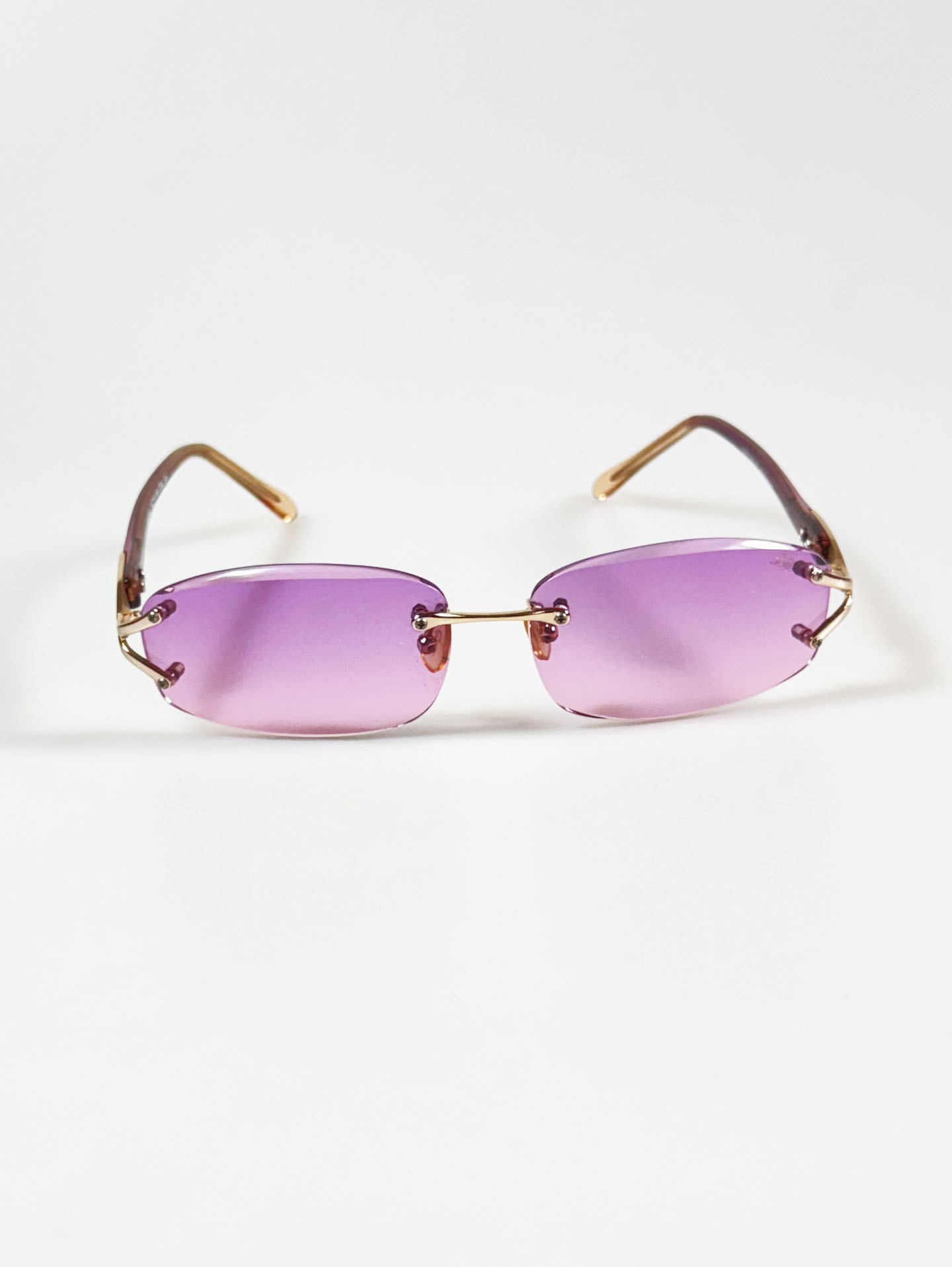 90's CROCOKIDS Purple Rimless Square Metal Tint Sunglasses