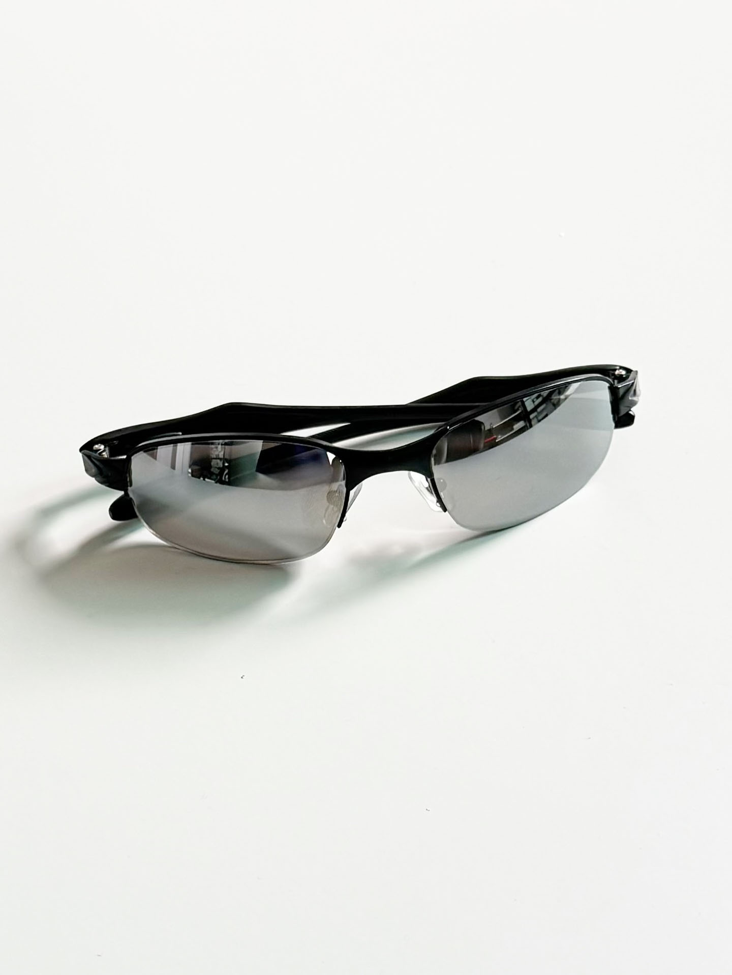 Black Semi-Rimless Square Metal Mirrored Sunglasses