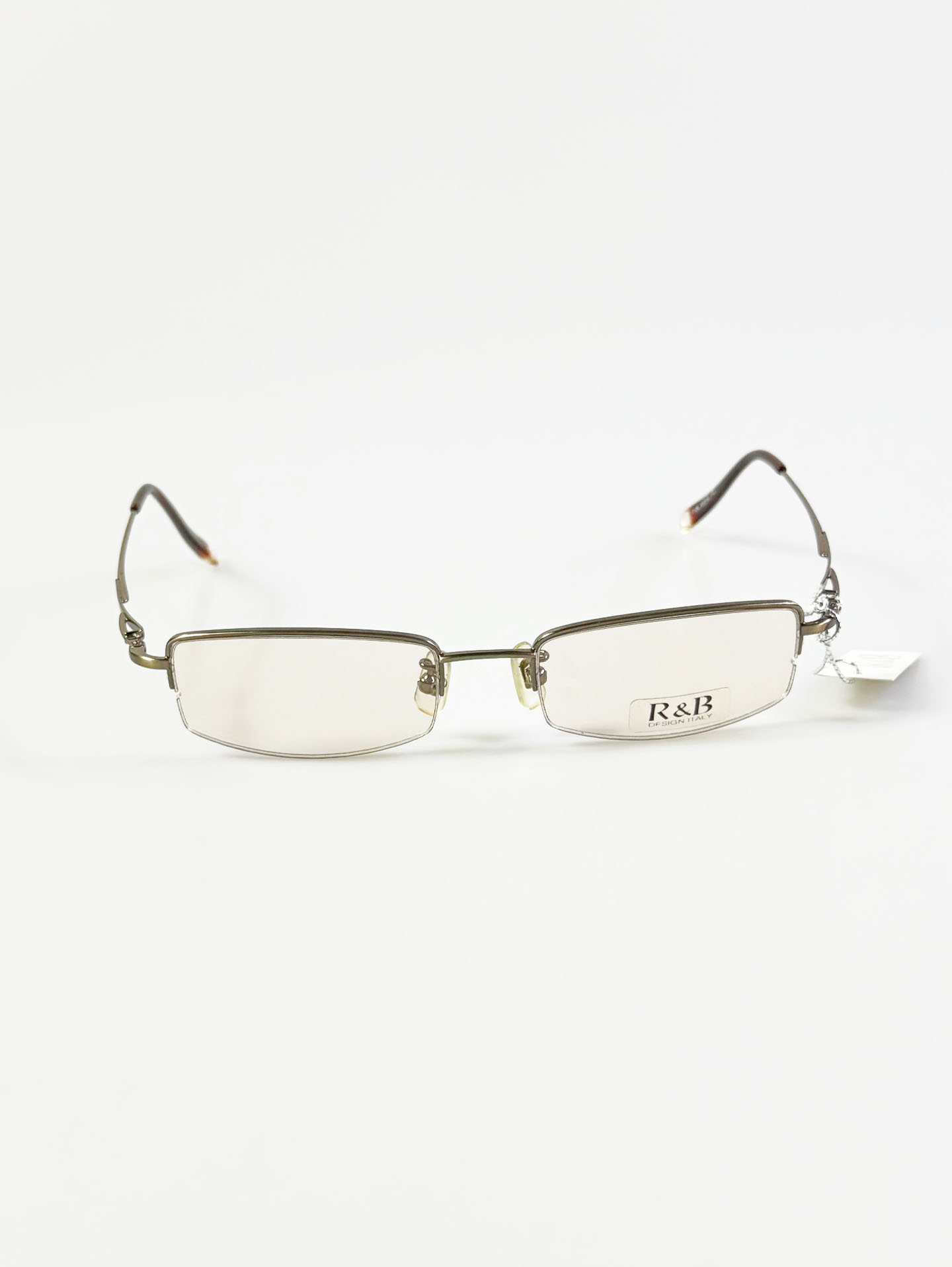 R&B Eyewear Gold Half-Rim Square Metal Frame Glasses