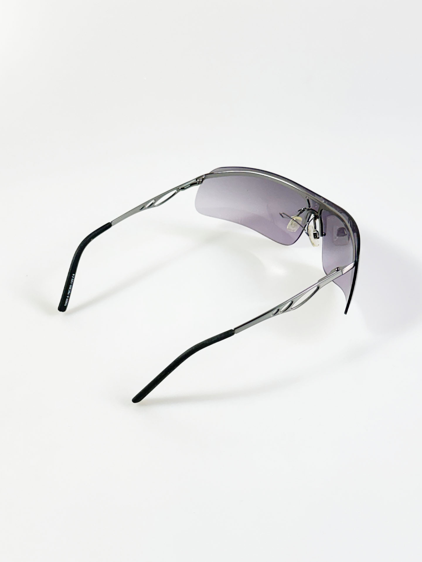 Rimless Shield Goggle Wraparound Metal Sunglasses