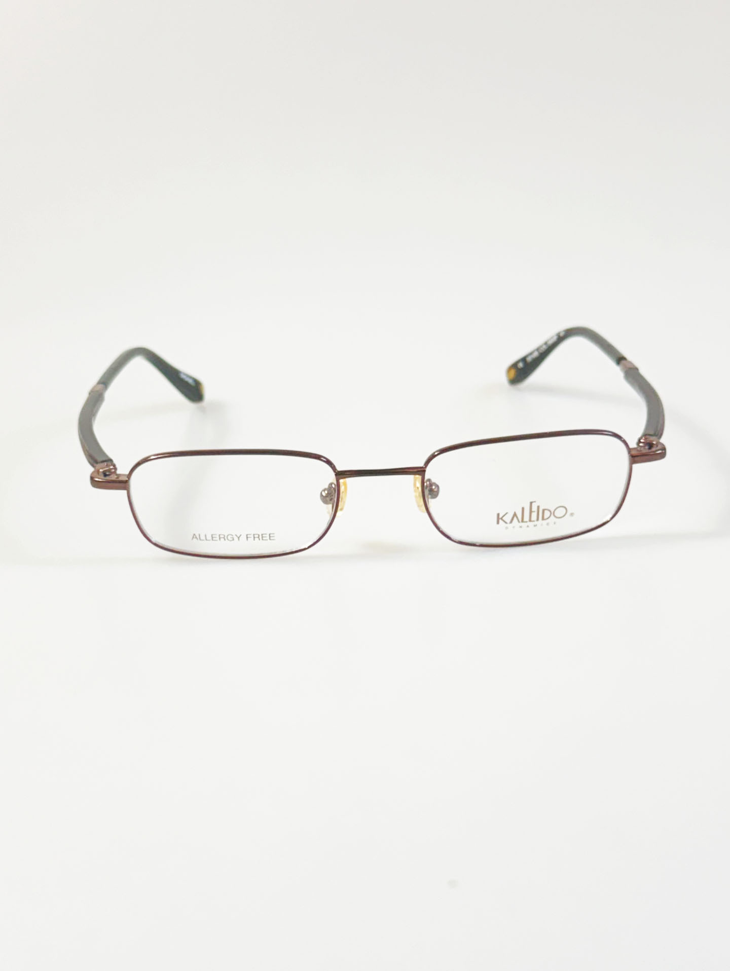 90's KALEIDO Brown Slim Square Metal Frame Glasses