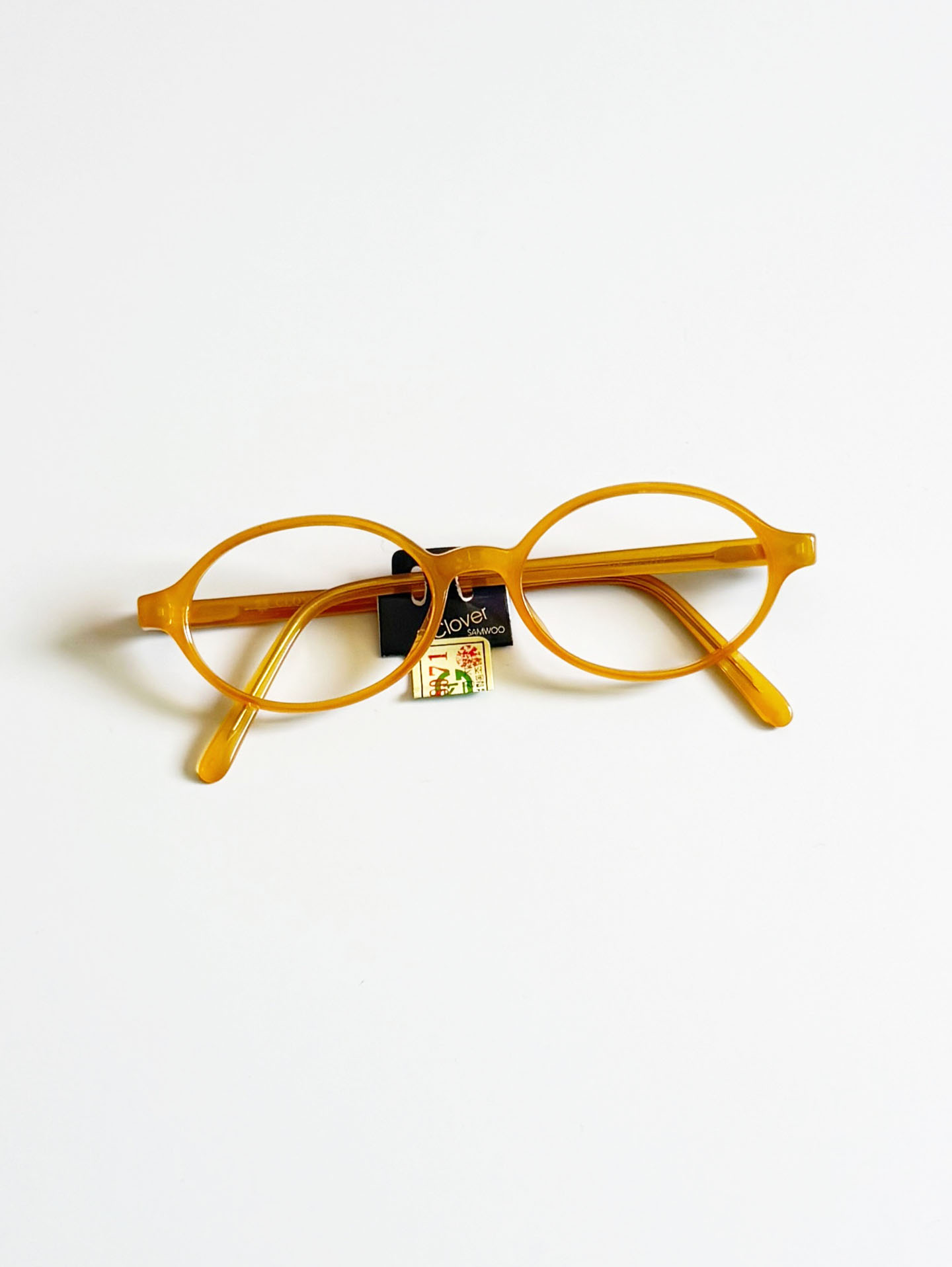 CLOVER Honey Yellow Oval Horn-Rim Frame Glasses