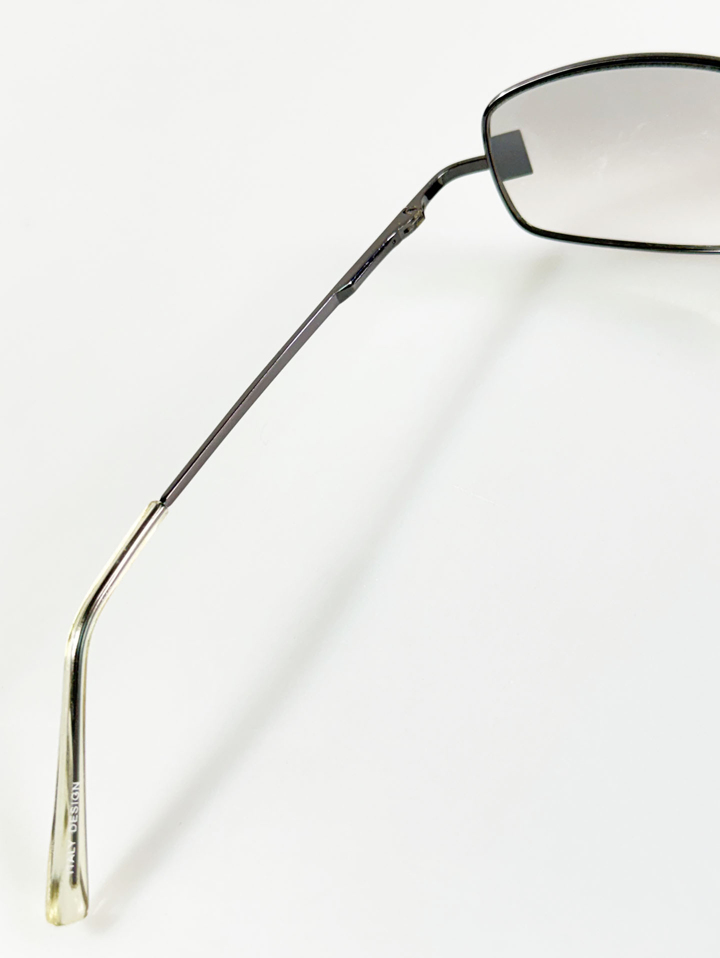 Gunmetal Slim Square Metal Smoke Gradient Tint Sunglasses