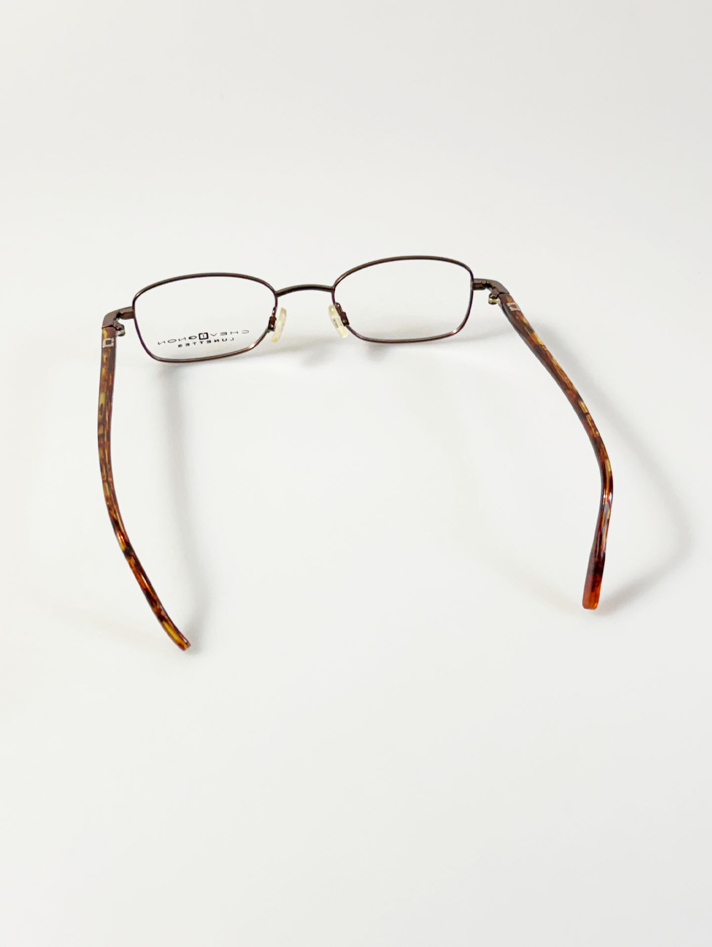 90's CHEVIGNON LUNETTES Brown Slim Square Metal Glasses