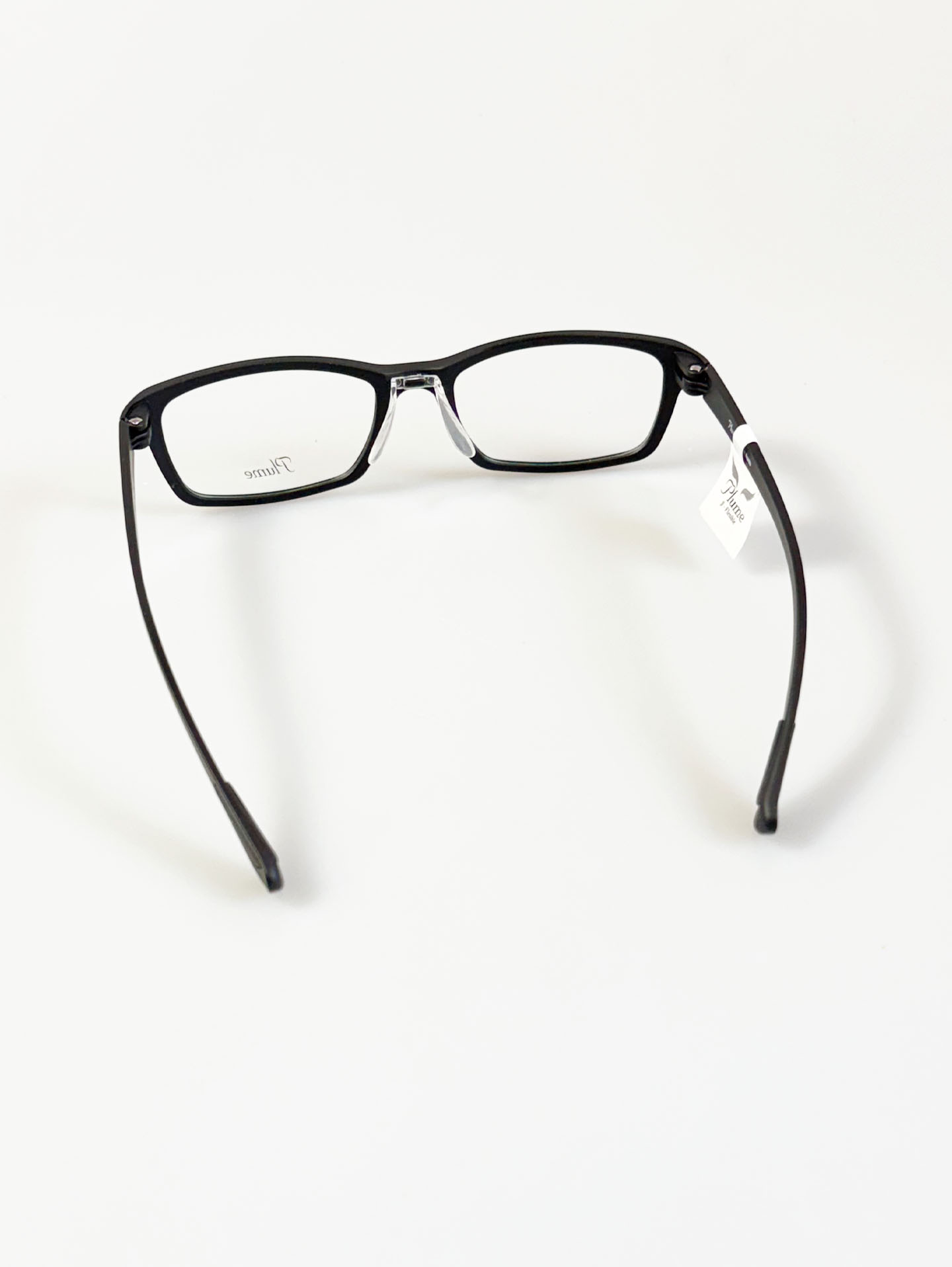 PLUME Lightweight Black Square Horn-Rim Frame Glasses