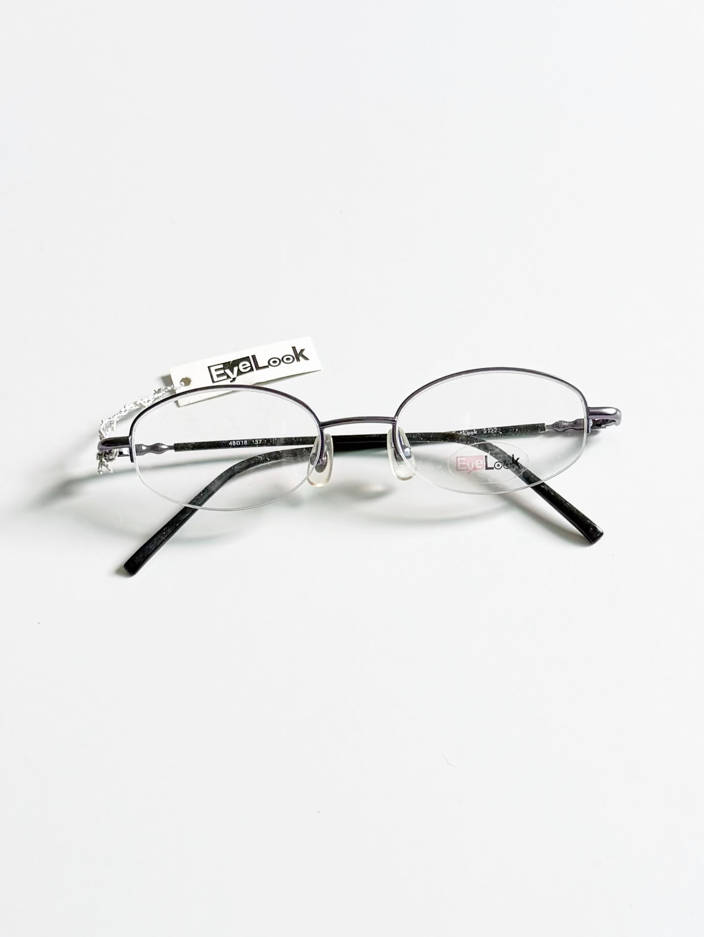 EyeLook Purple Half-Rim Square Metal Frame Glasses