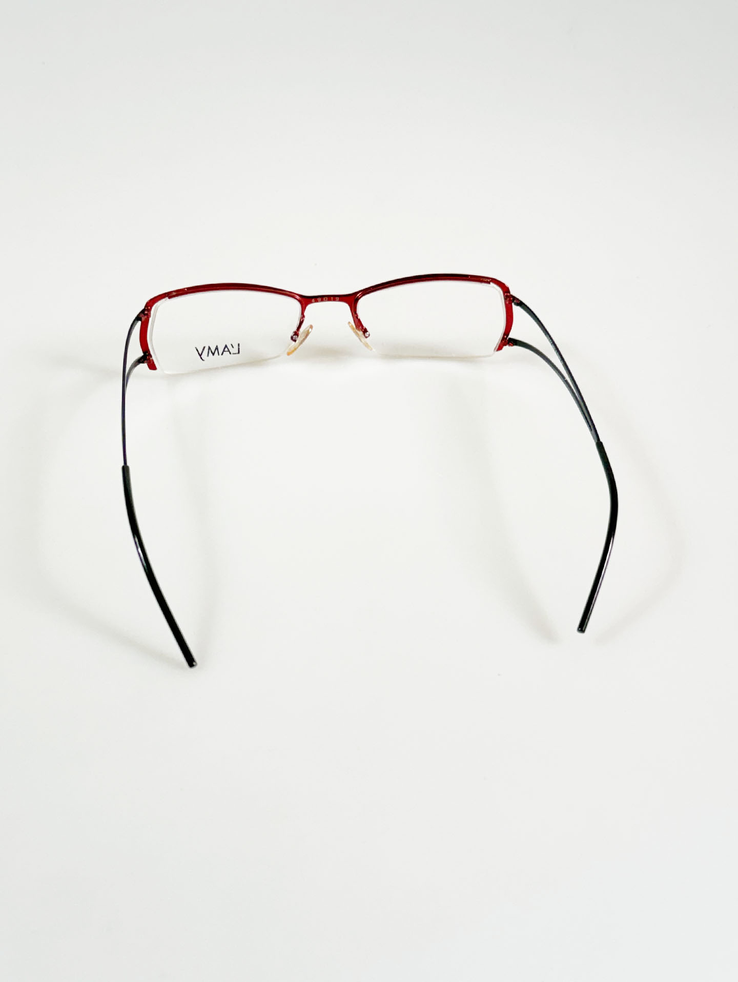 L’AMY Red Metal Semi-Rimless Square Glasses