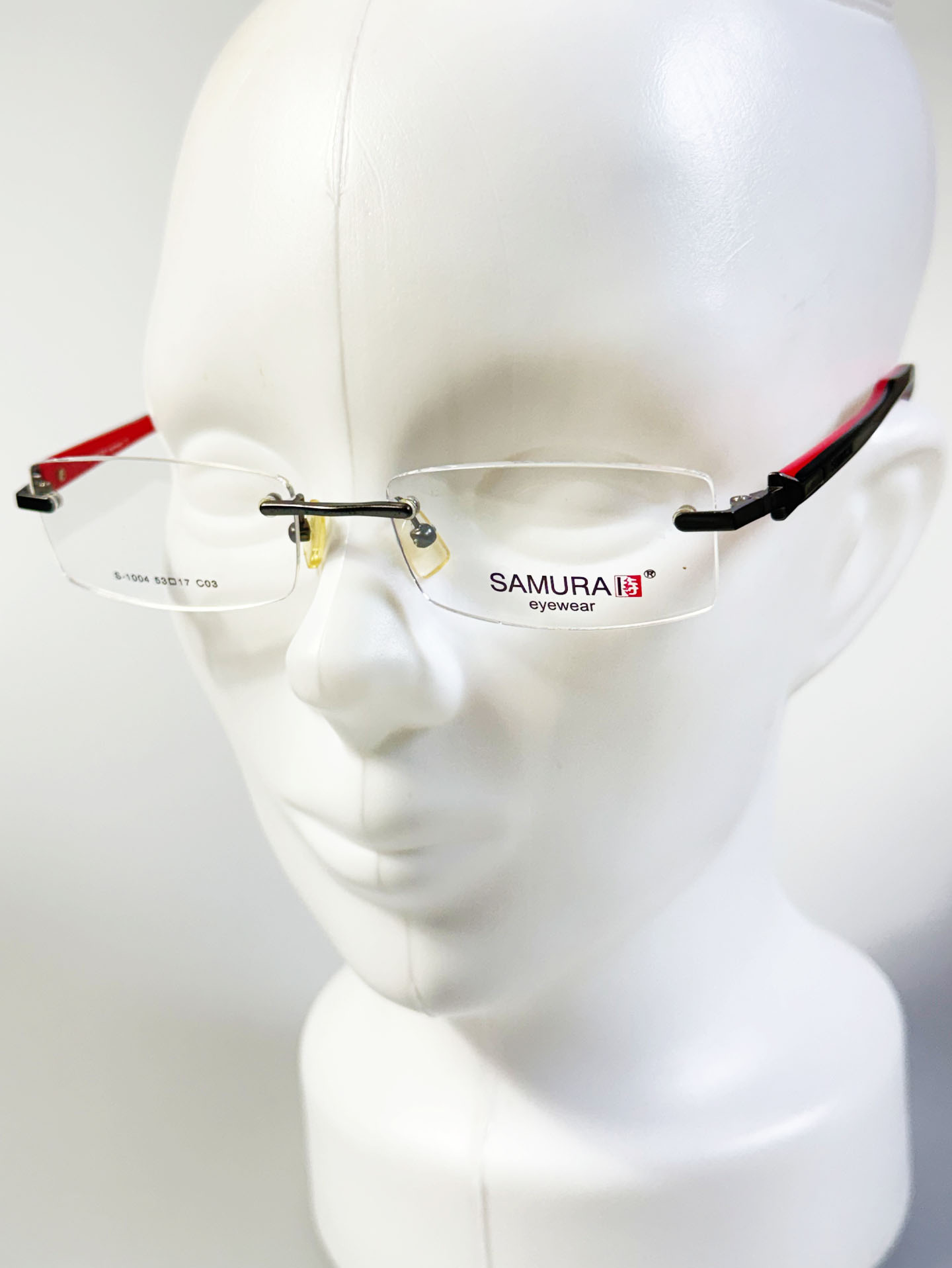 SAMURAI Eyewear Rimless Square Titanium Metal Frame Glasses