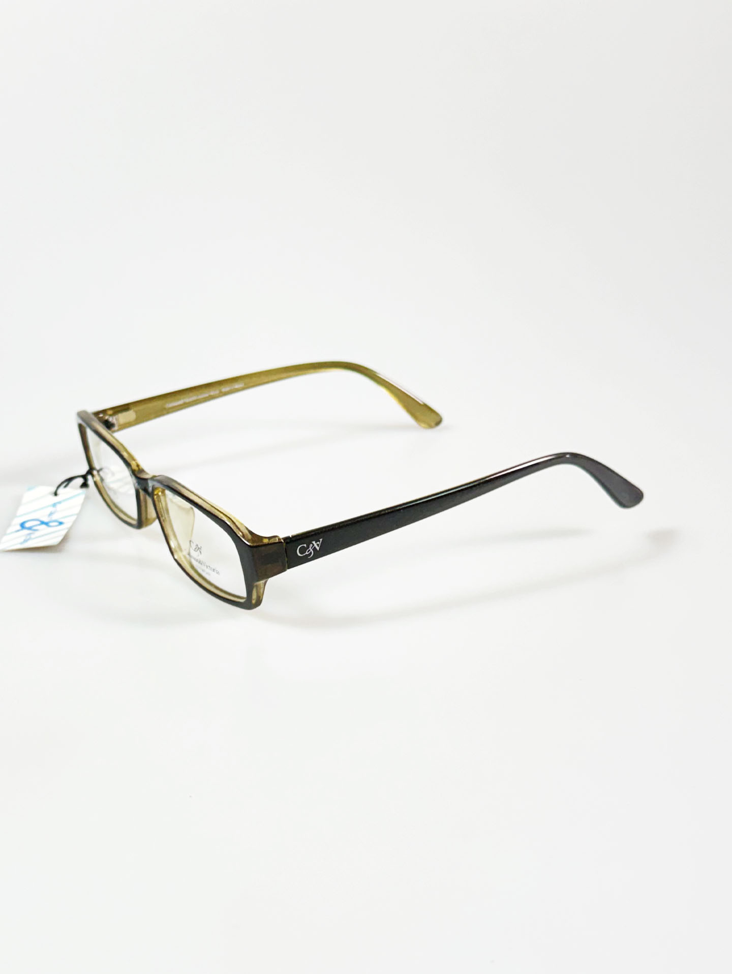 CARLSSON & VICTORIA Black&Olive Square Horn-Rim Glasses