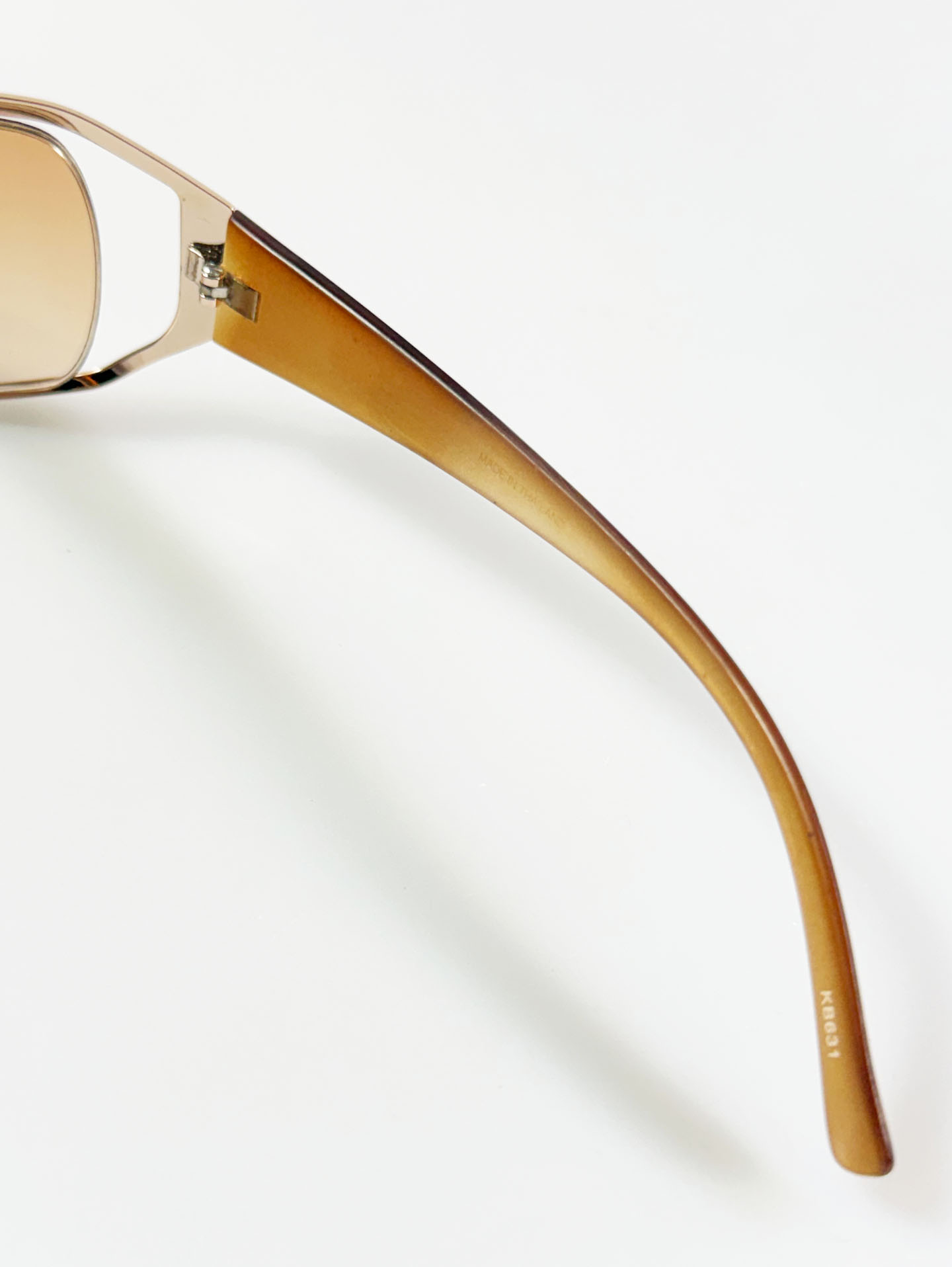 Champagne Gold Wraparound Square Metal Tint Sunglasses