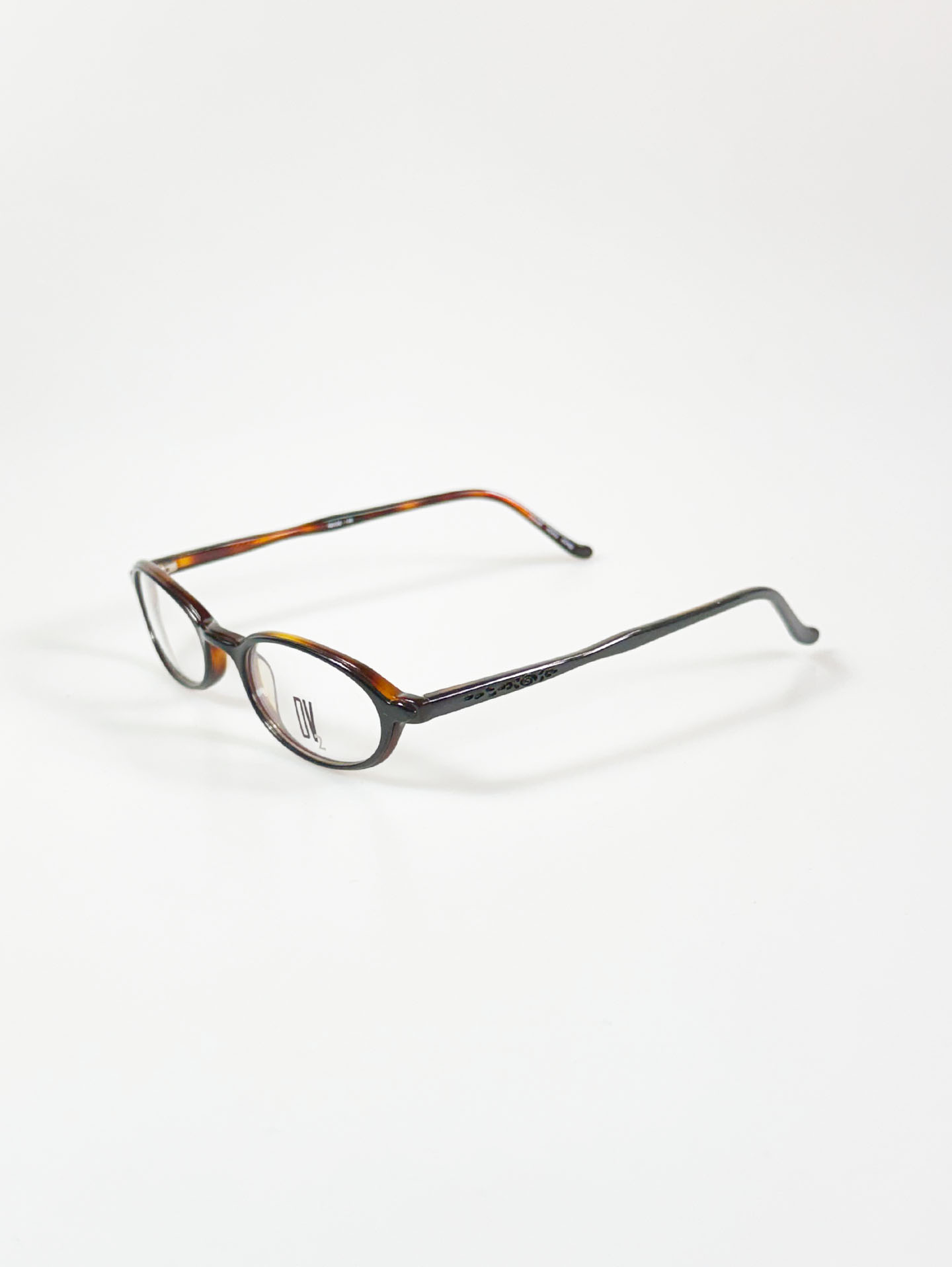 90's DEJAVU Slim Oval Black&Tortoise Horn-Rim Frame Glasses