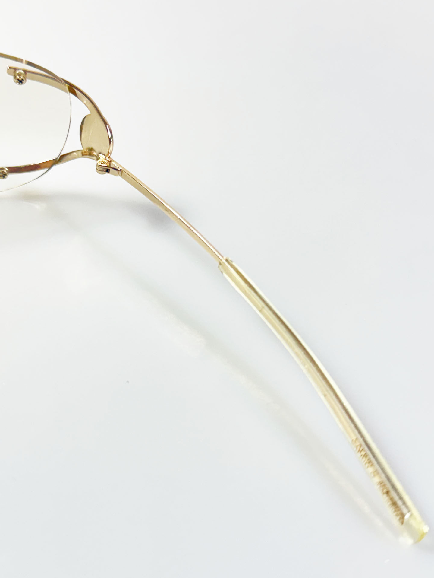 90's KALEIDO Gold Semi-Rimless Square Metal Frame Glasses