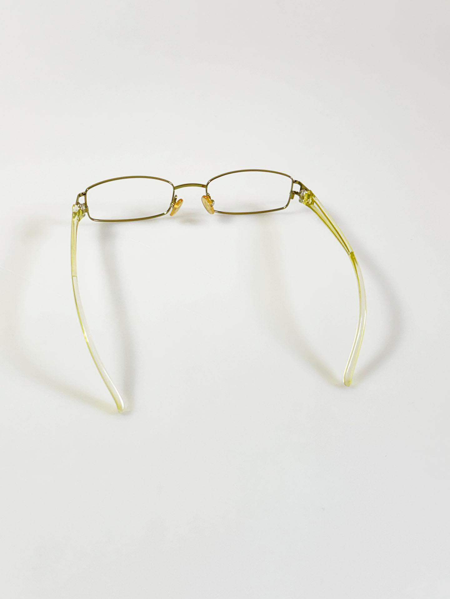 EPILOGUE Yellow Slim Square Metal Frame Glasses