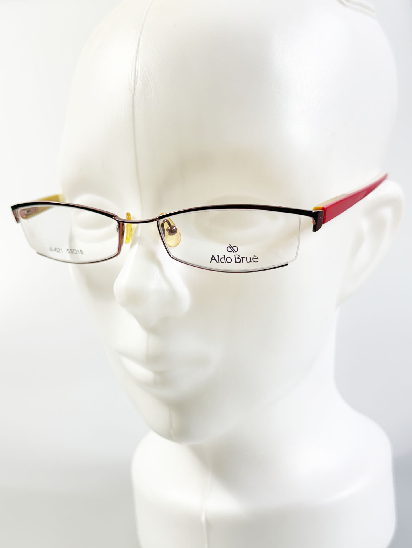 Aldo Brue Rose Pink Square Semi-Rimless Metal Glasses