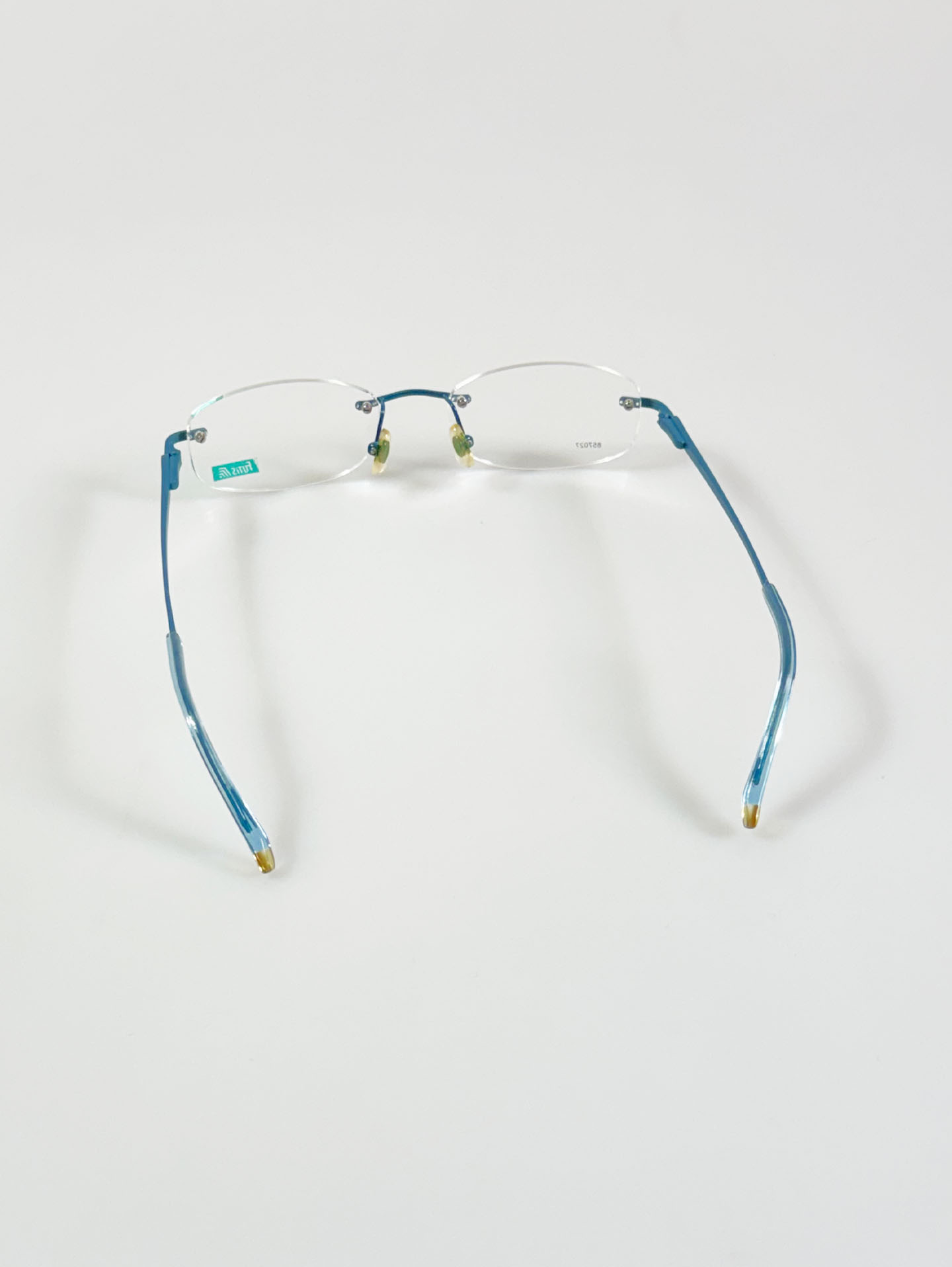 90's FUTIS Blue Rimless Square Metal Glasses