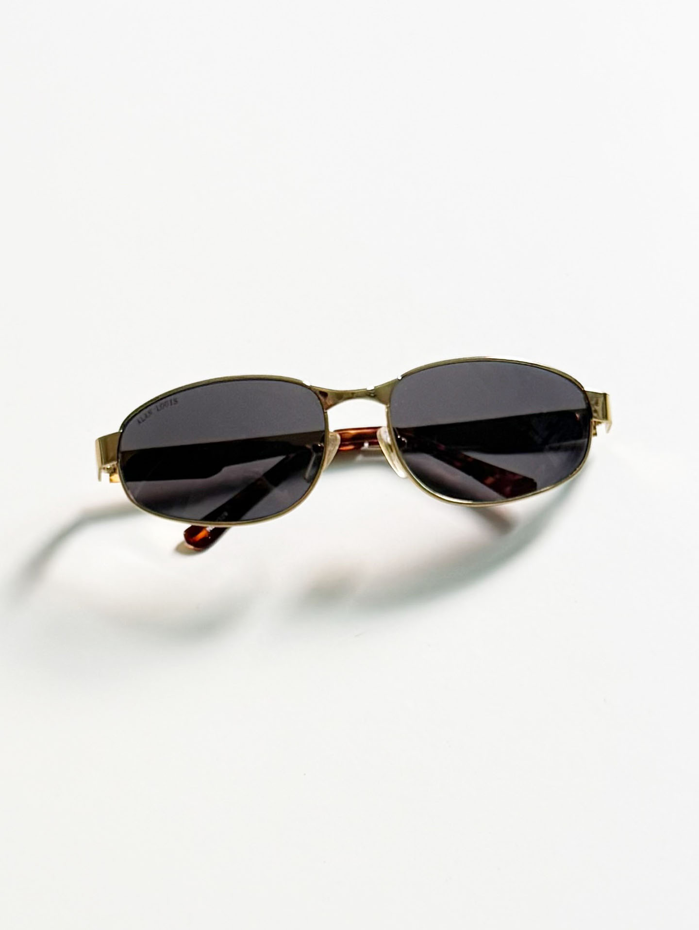 Gold Slim Square Metal Frame Sunglasses