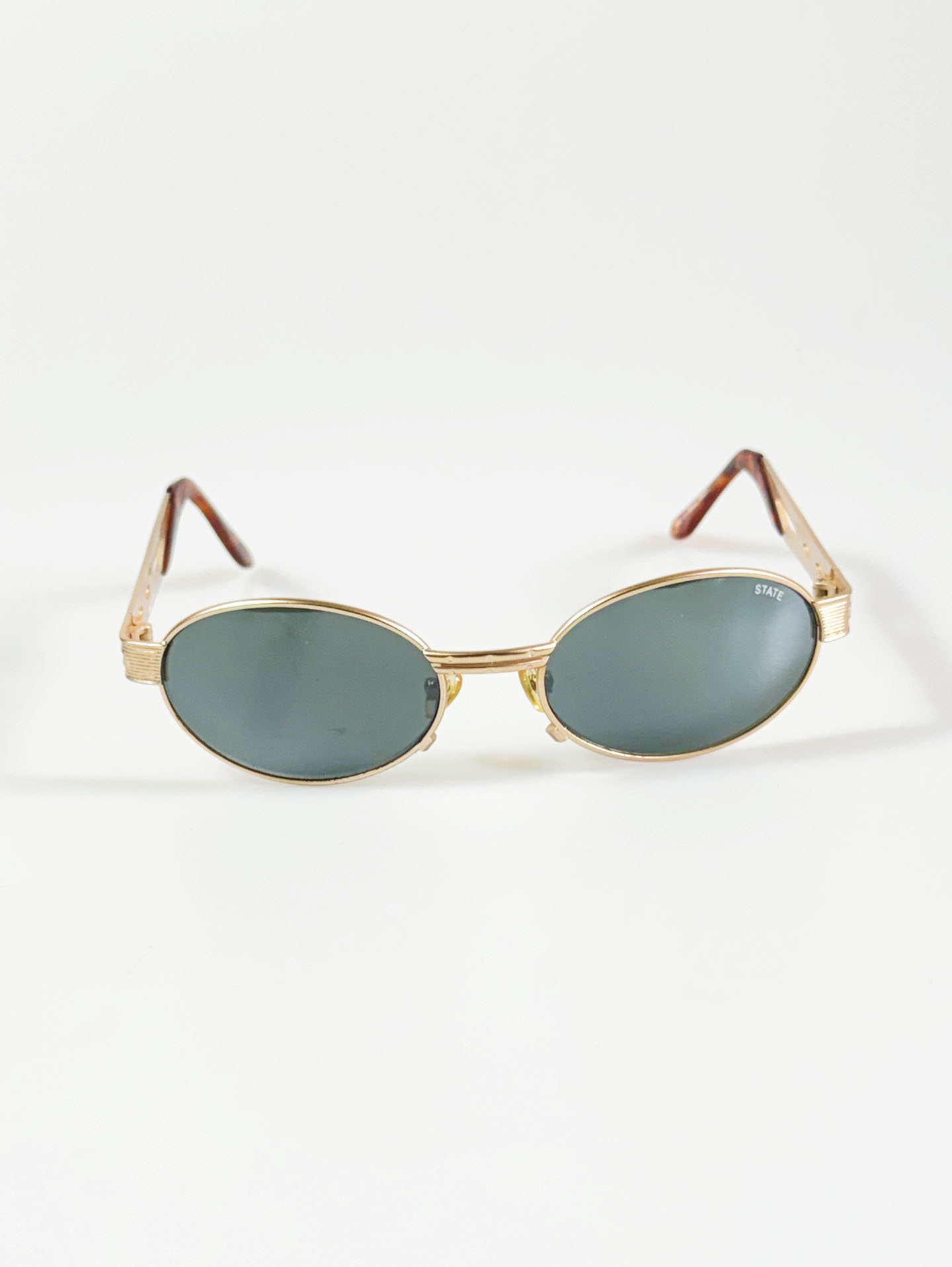 STATE Gold Slim Oval Metal Sunglasses
