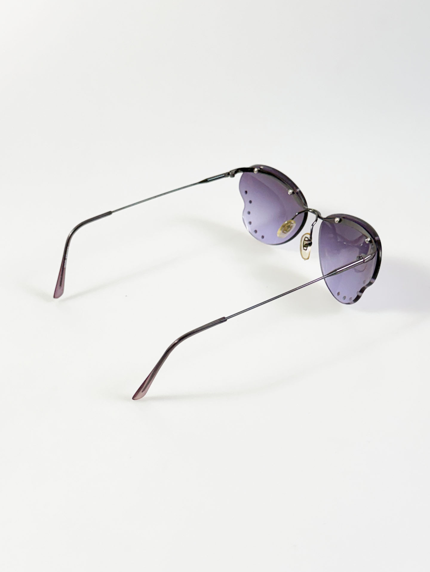 90's Butterfly Rimless Metal Tint Sunglasses