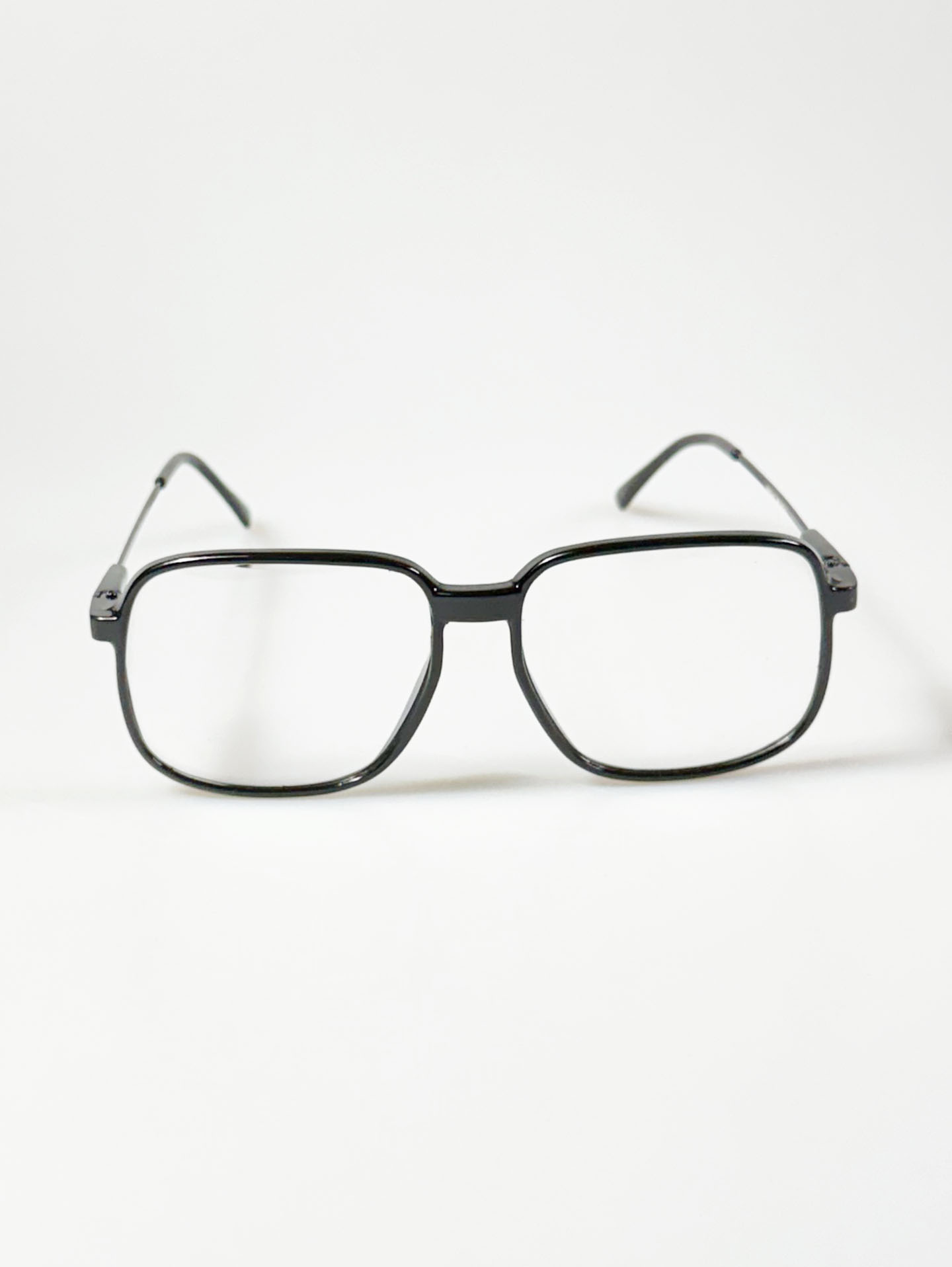 80's ELAN Epoxy Black Oversized Square Horn-Rim Glasses