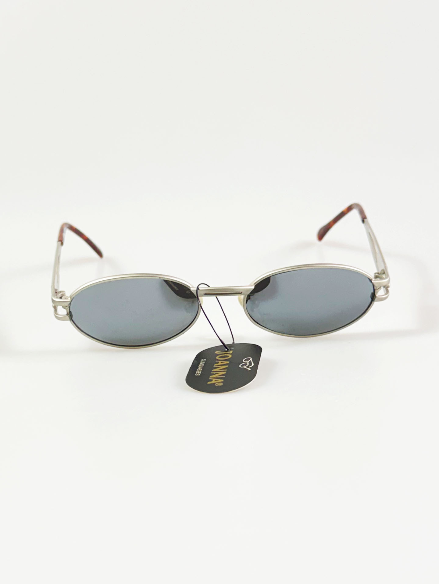 90's JOANNA Silver Slim Oval Metal Frame Sunglasses