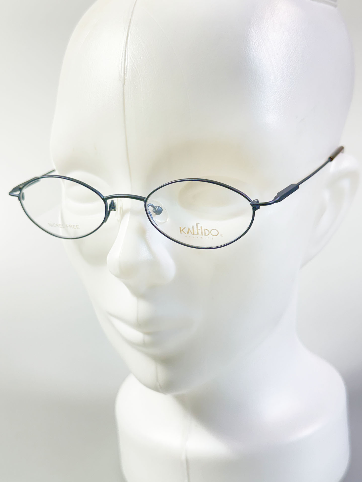 90’s KALEIDO Deep Blue Slim Oval Metal Glasses