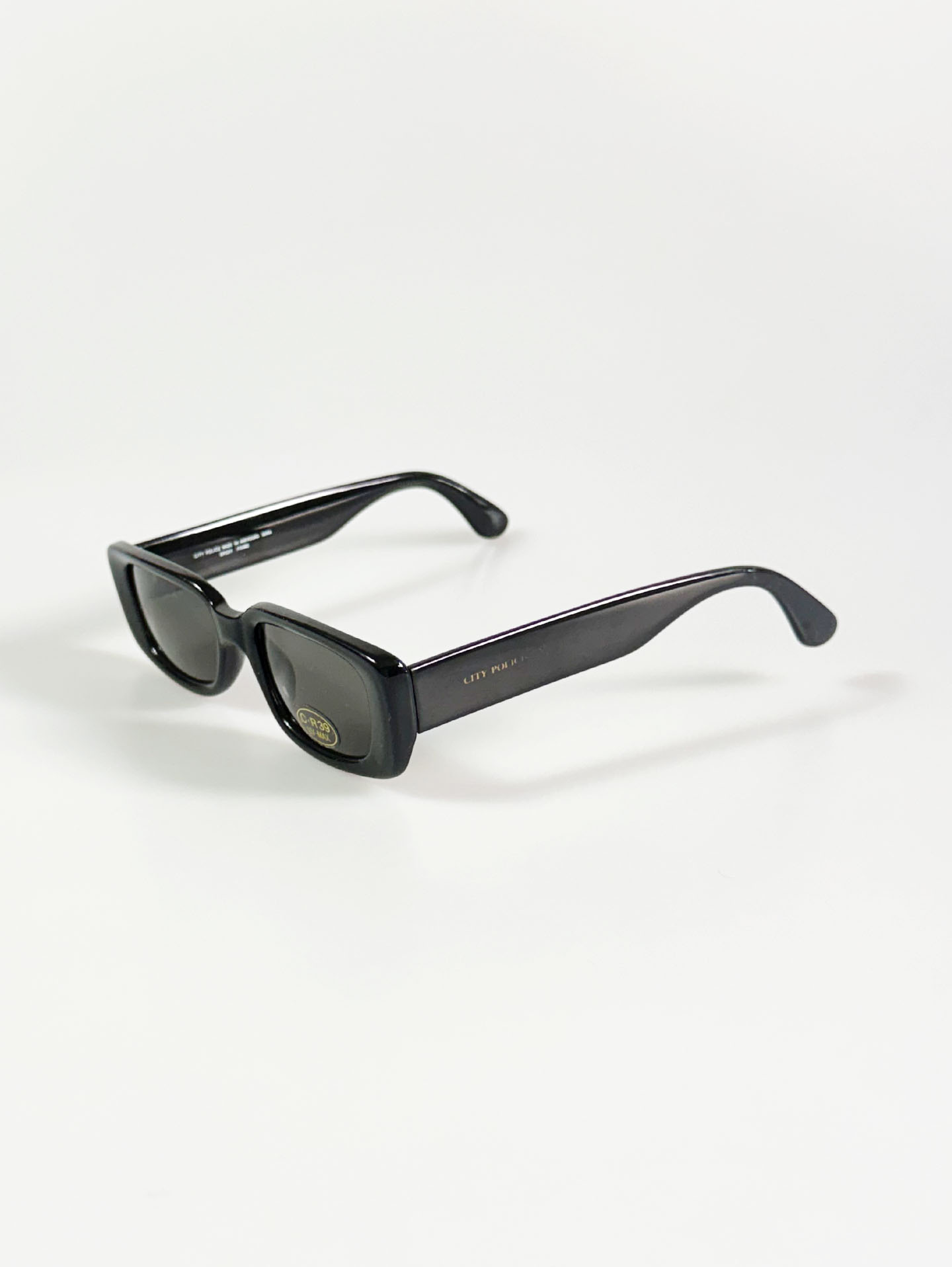 90's CITY POLICE Black Bold Square Acetate Sunglasses