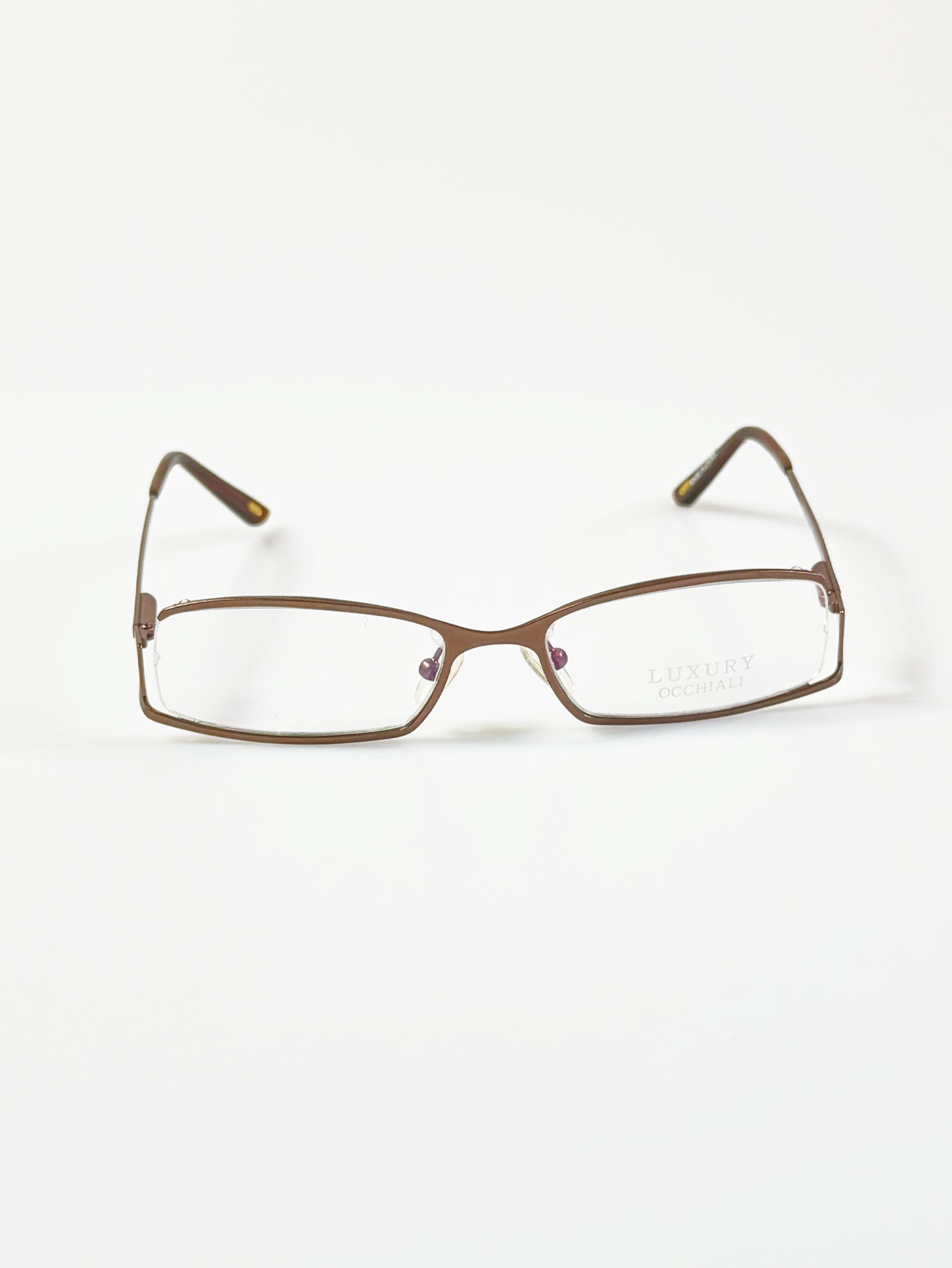 Luxury Occhiali Under-Rim Brown Square Metal Glasses