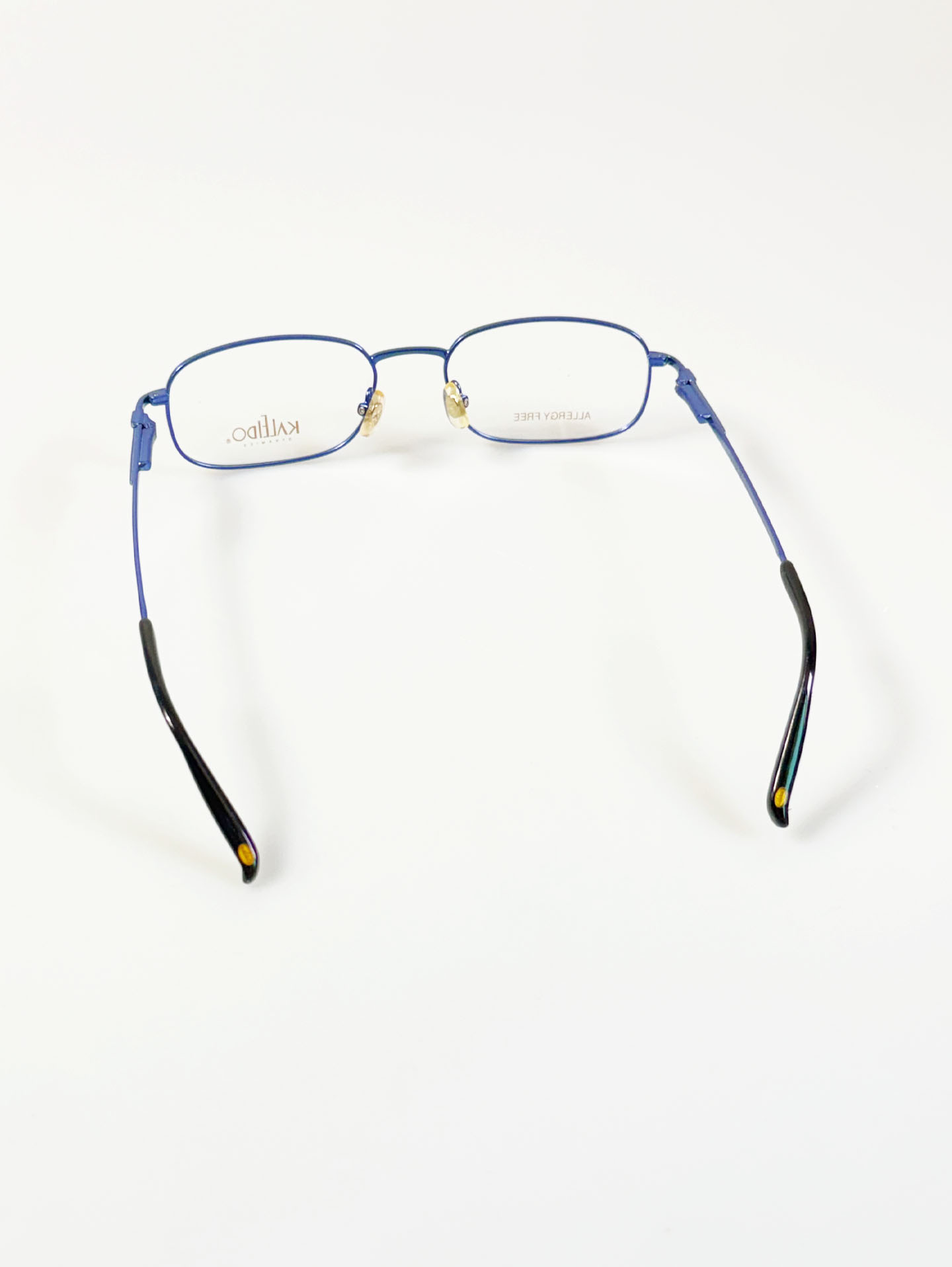 90's KALEIDO Blue Slim Square Metal Frame Glasses