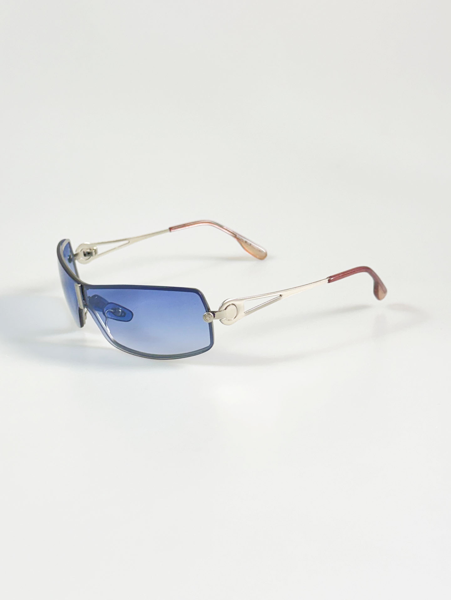 Rimless Wraparound Goggle Shield Metal Frame Sunglasses