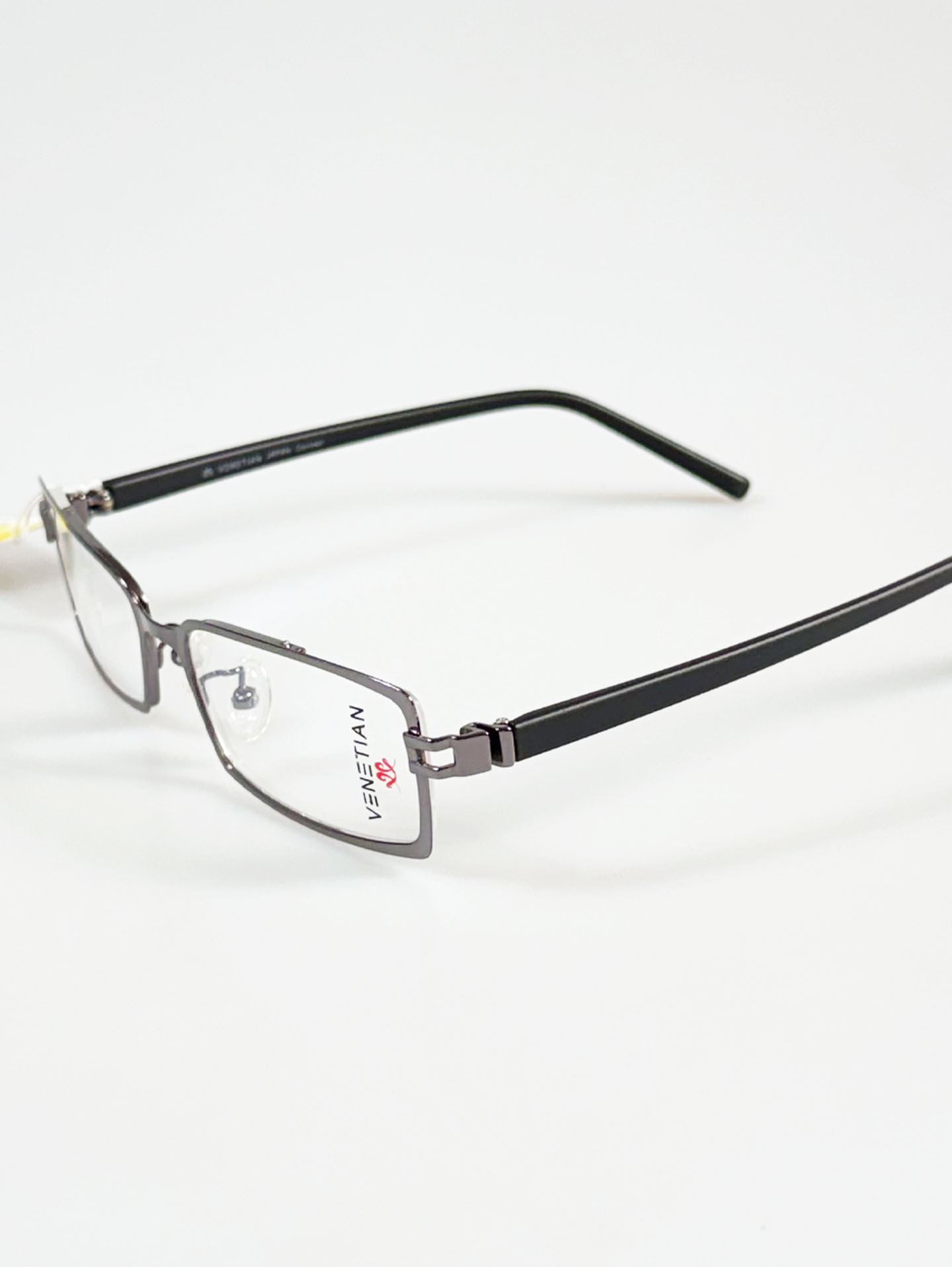 VENETIAN Gunmetal Slim Square Metal Frame Glasses
