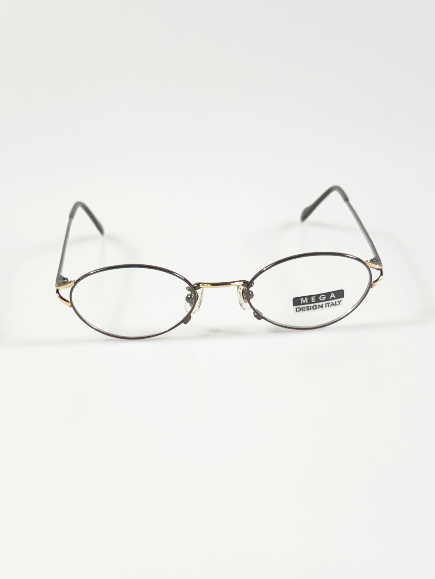 MEGA Black & Gold Slim Oval Metal Glasses