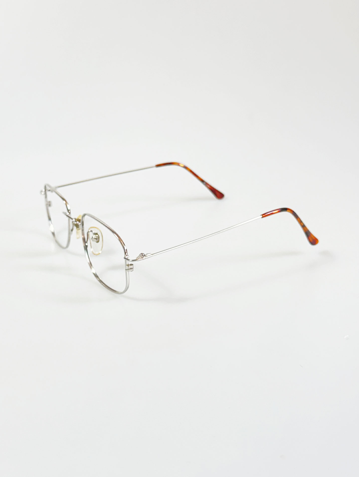 AUOI Silver Slim Square Metal Frame Glasses
