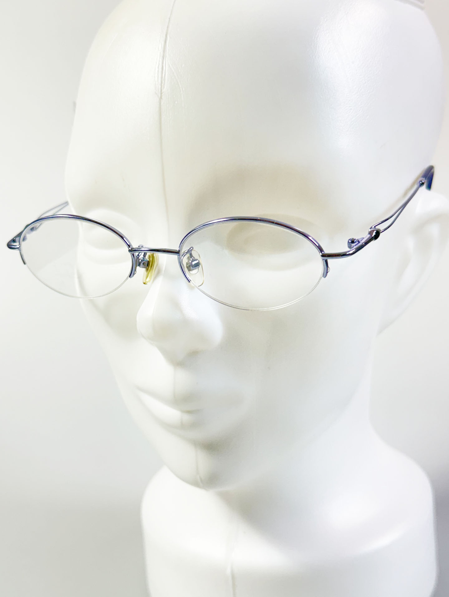 IINTOO Slim Oval Half-Rim Light Blue Metal Frame Glasses