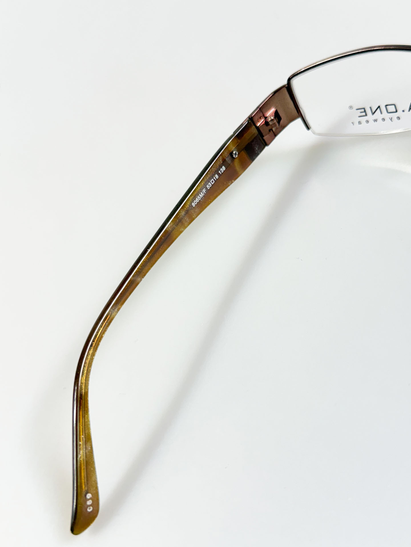 A.ONE Brown Half-Rim Square Metal Glasses