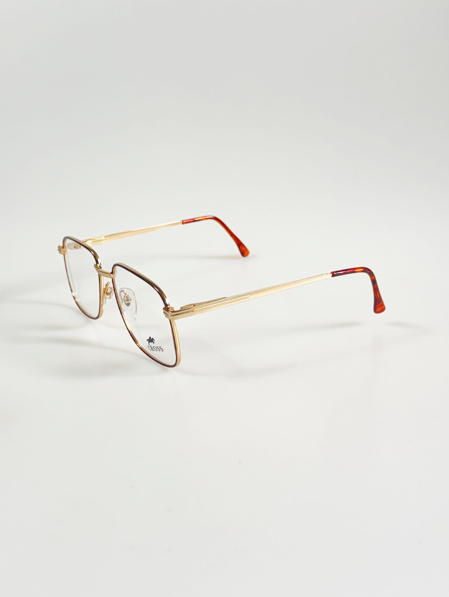 90's CROSS Gold Oversized Square Metal Glasses