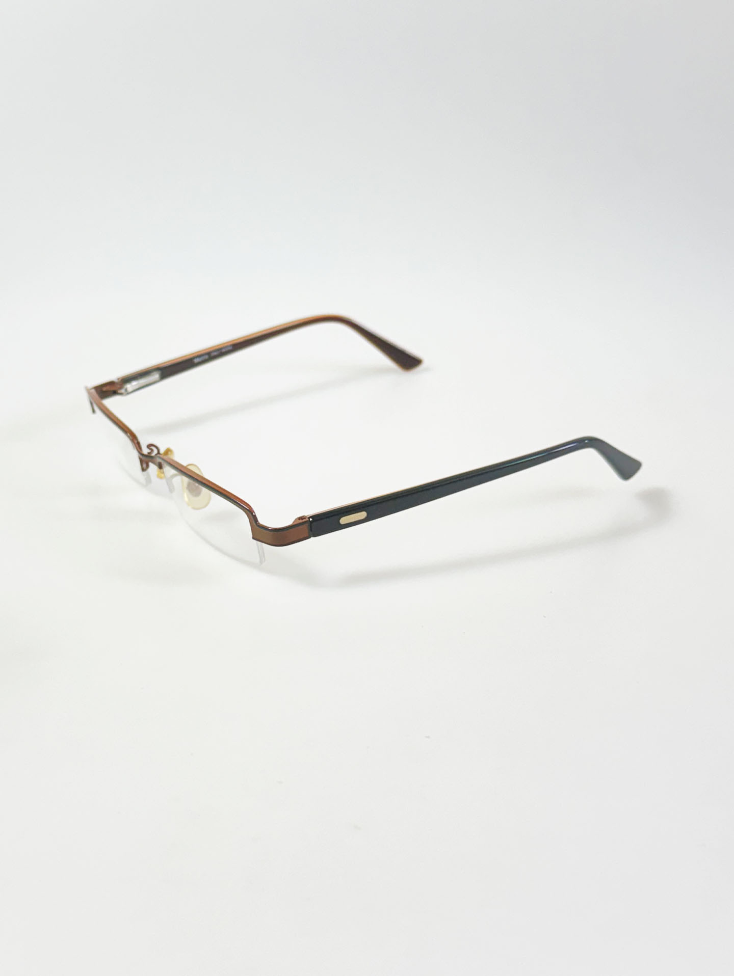 METRO Brown Square Semi-Rimless Metal Glasses