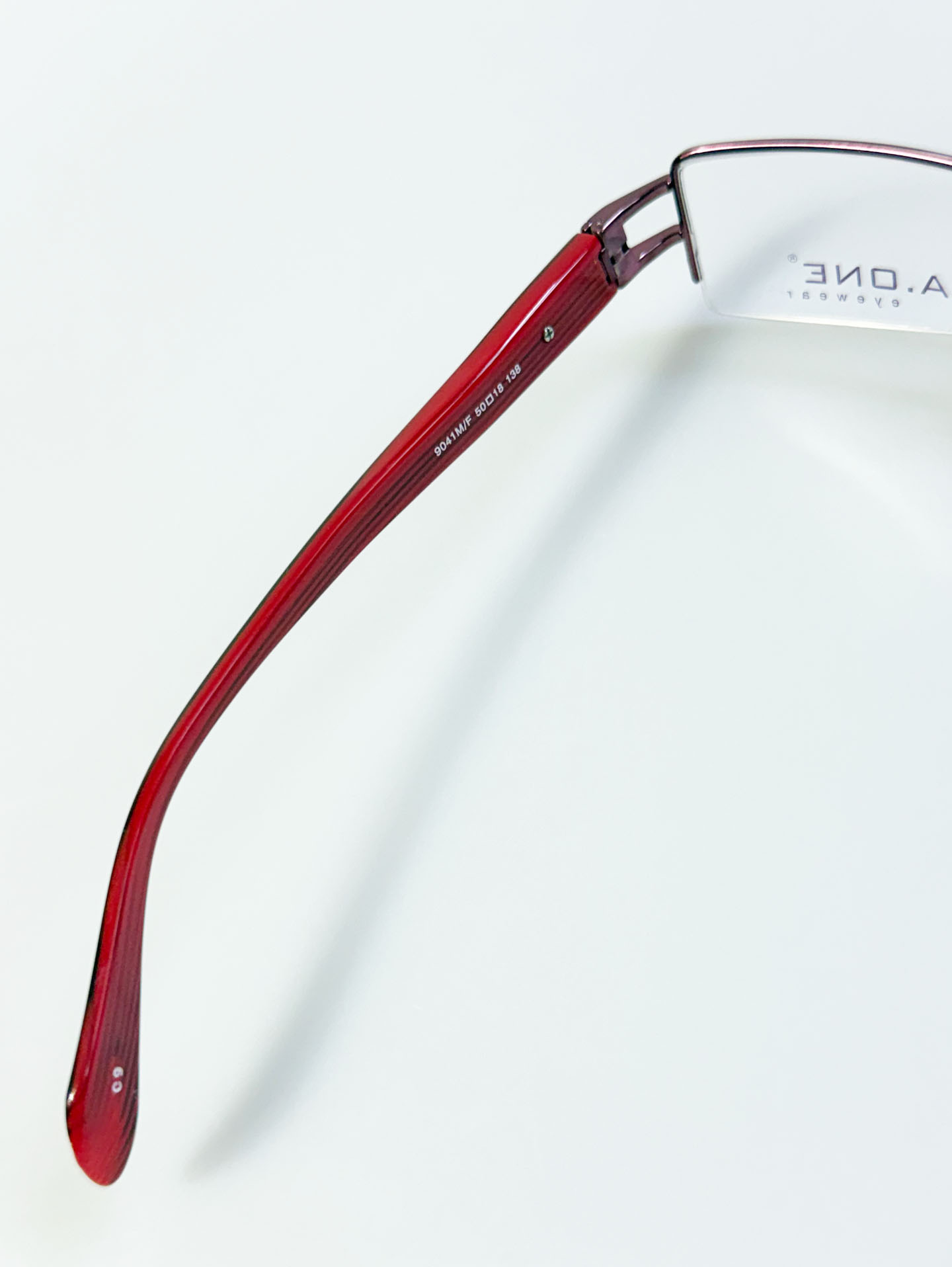 A.ONE Wine Red Half-Rim Square Metal Glasses