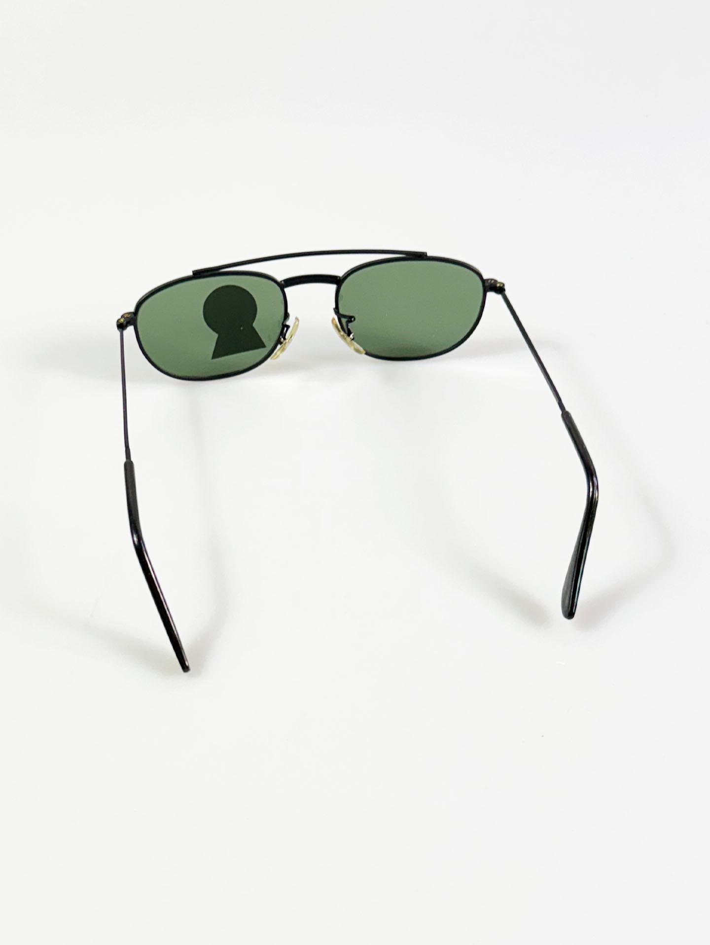 90’s Double Bridge Black Metal Square Sunglasses