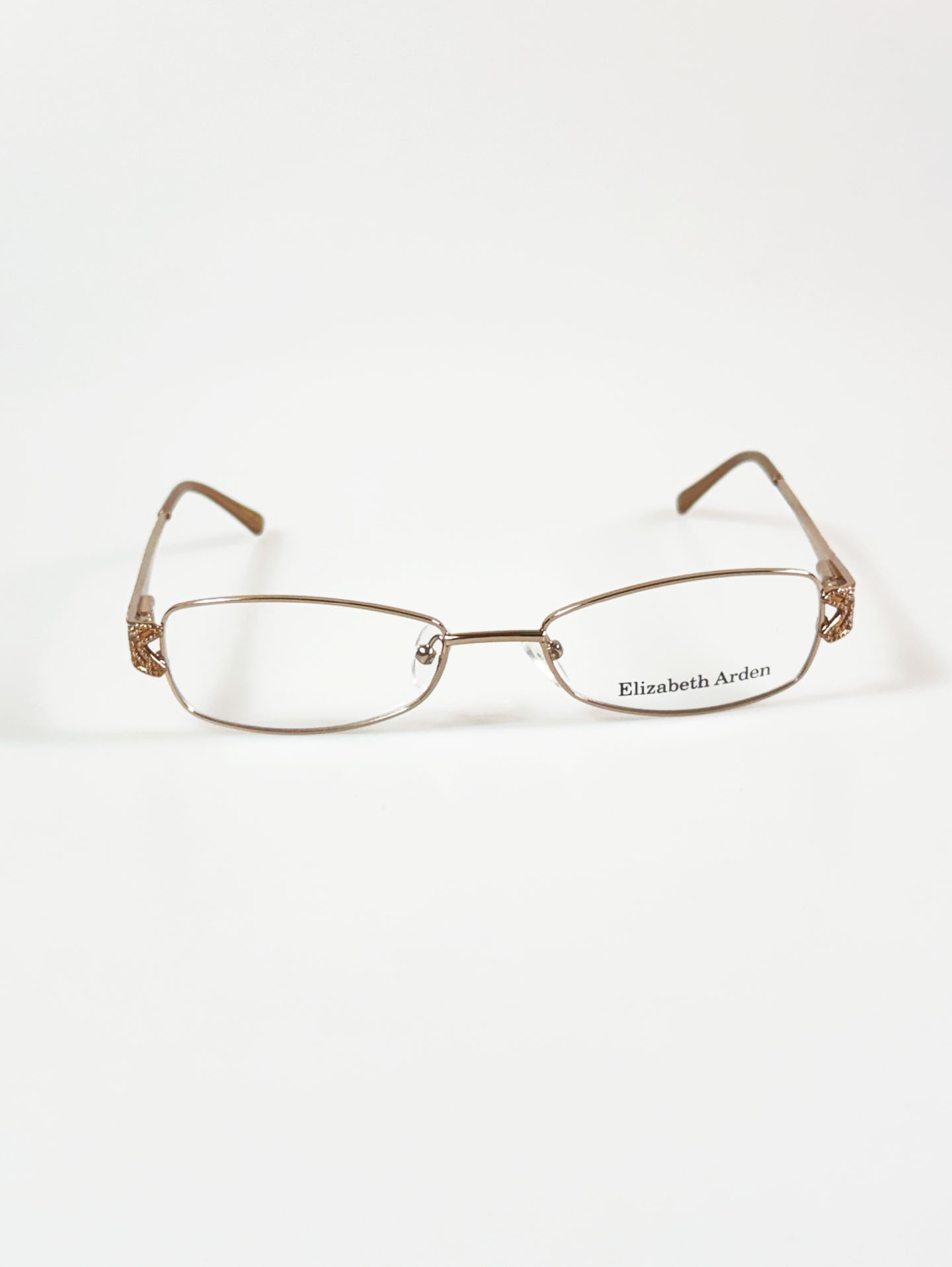 Elizabeth Arden Rose Gold Slim Square Metal Frame Glasses