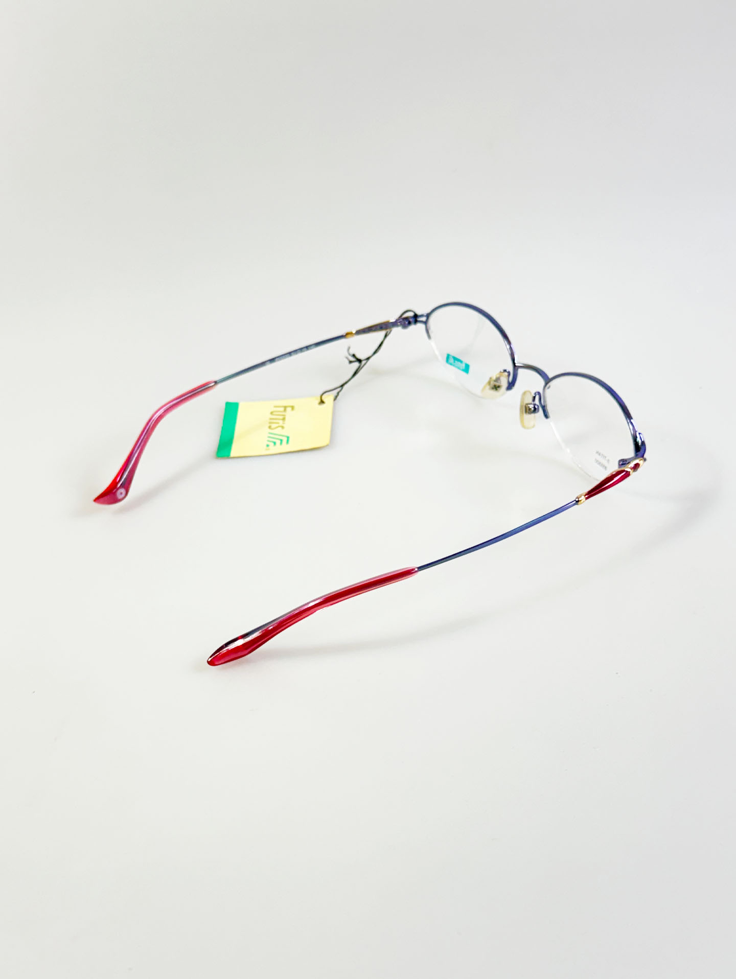 90's FUTIS Blue Purple Semi-Rimless Oval Metal Glasses