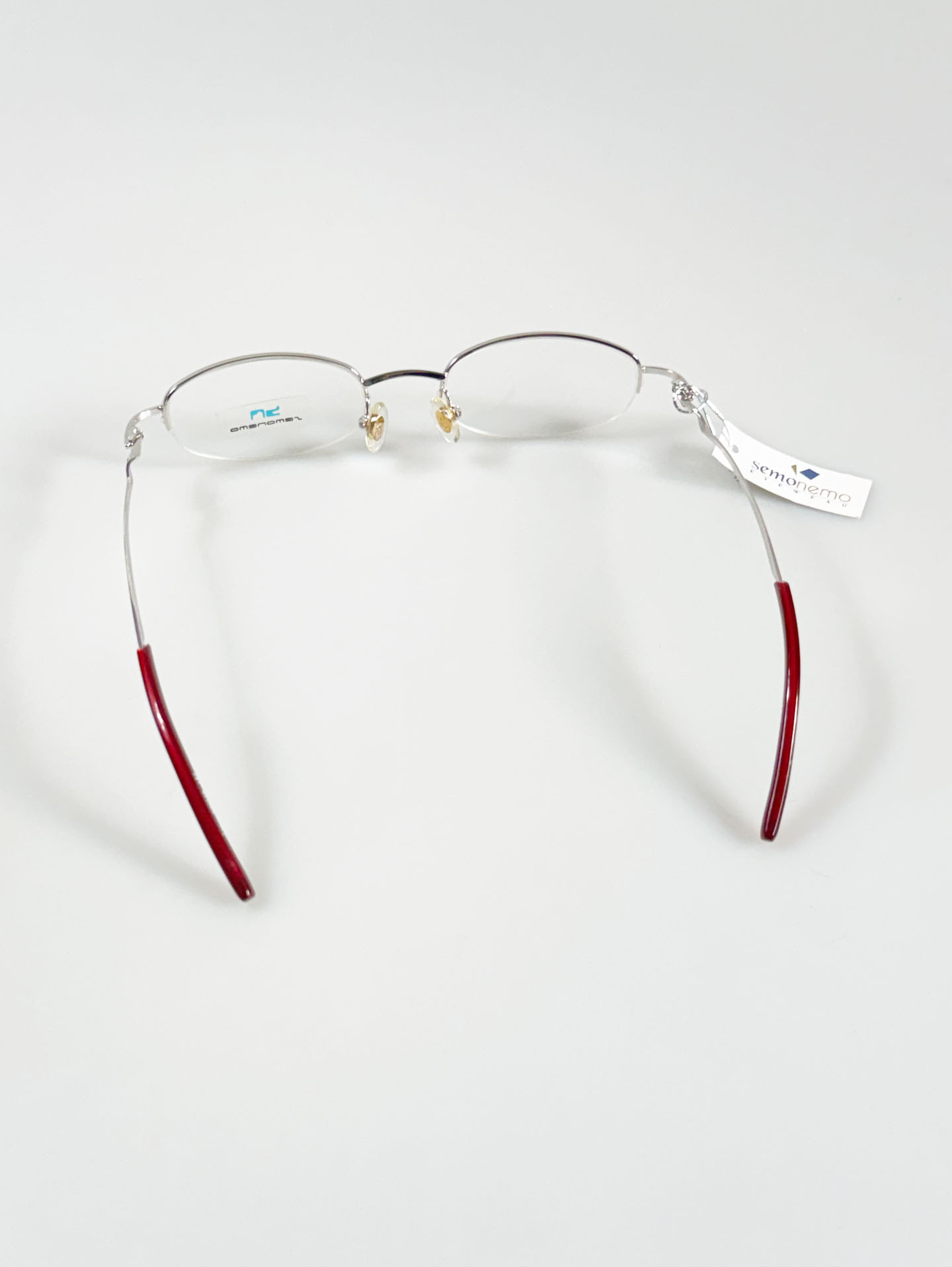 SEMONEMO Silver Semi-Rimless Oval Metal Glasses