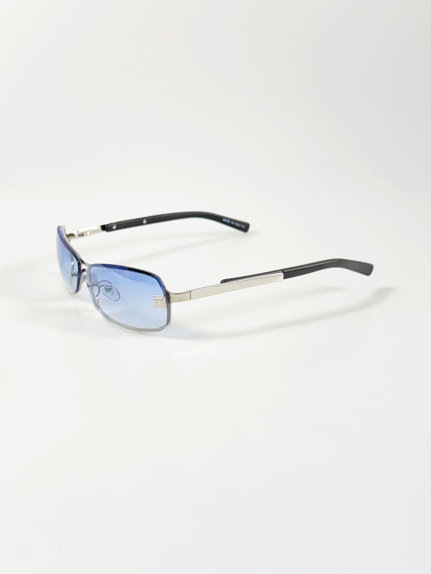 Rimless Square Double Bridge Metal Tint Sunglasses