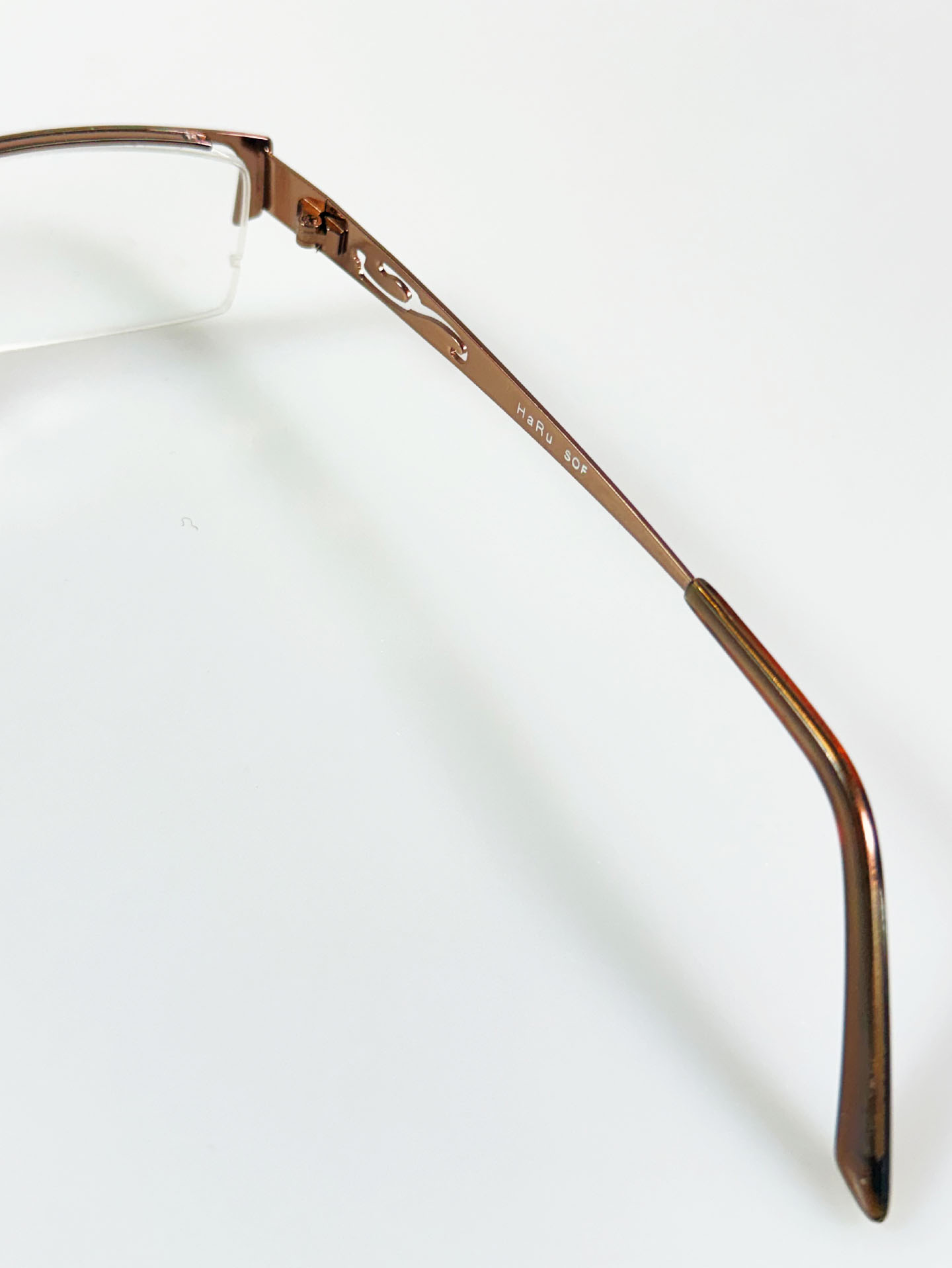HARU Semi-Rimless Brown Square Metal Frame Glasses