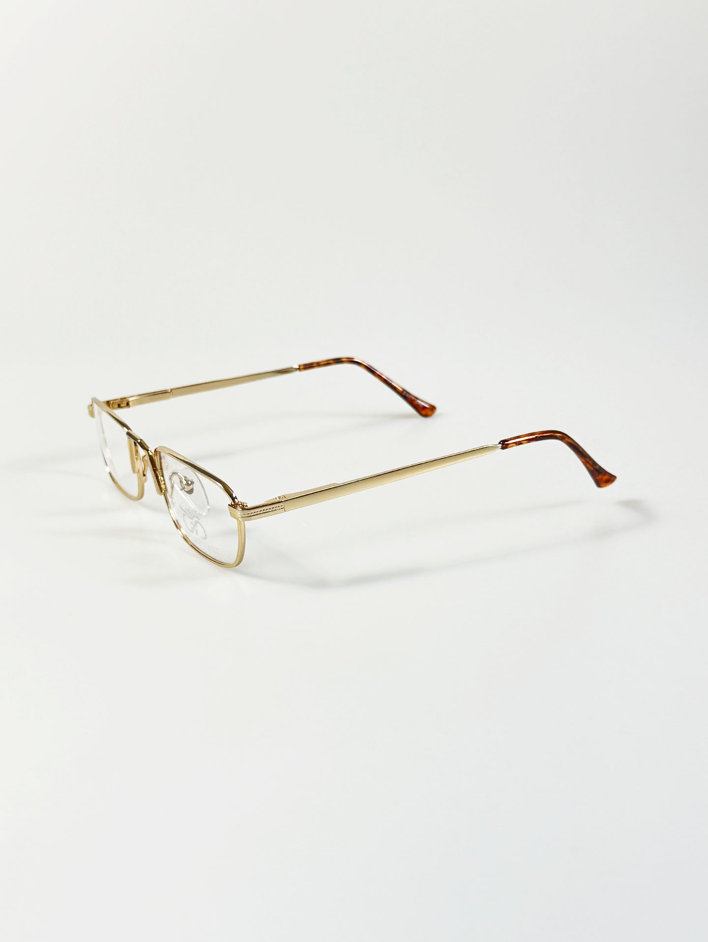 90's SOUTH EAST Gold Slim Square Metal Glasses