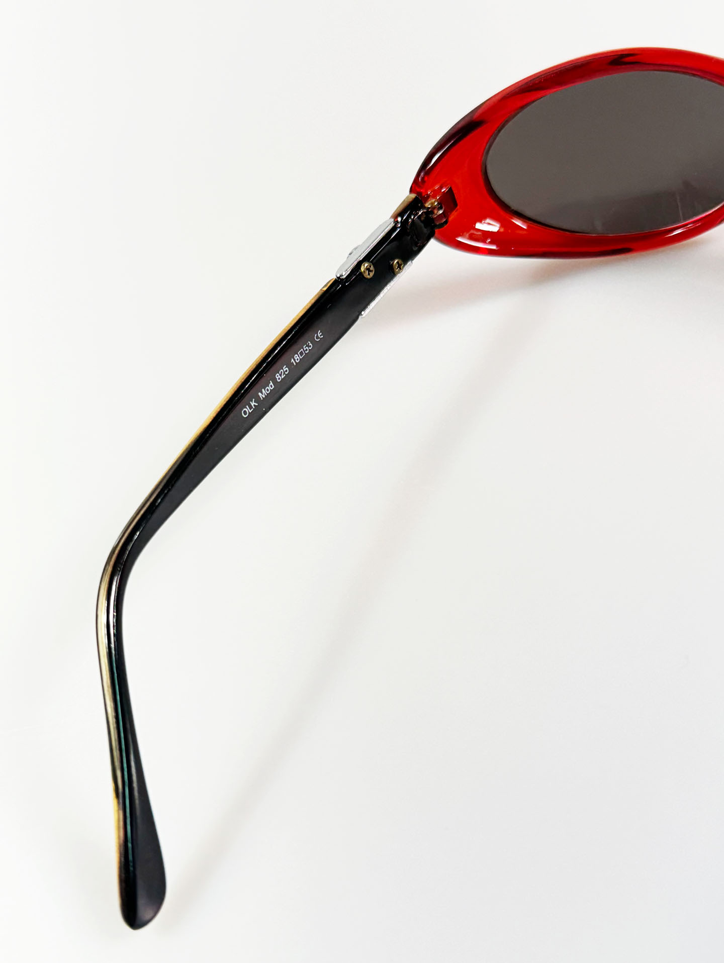 90's ONE LAST KISS Red Oval Wrap Acetate Sunglasses