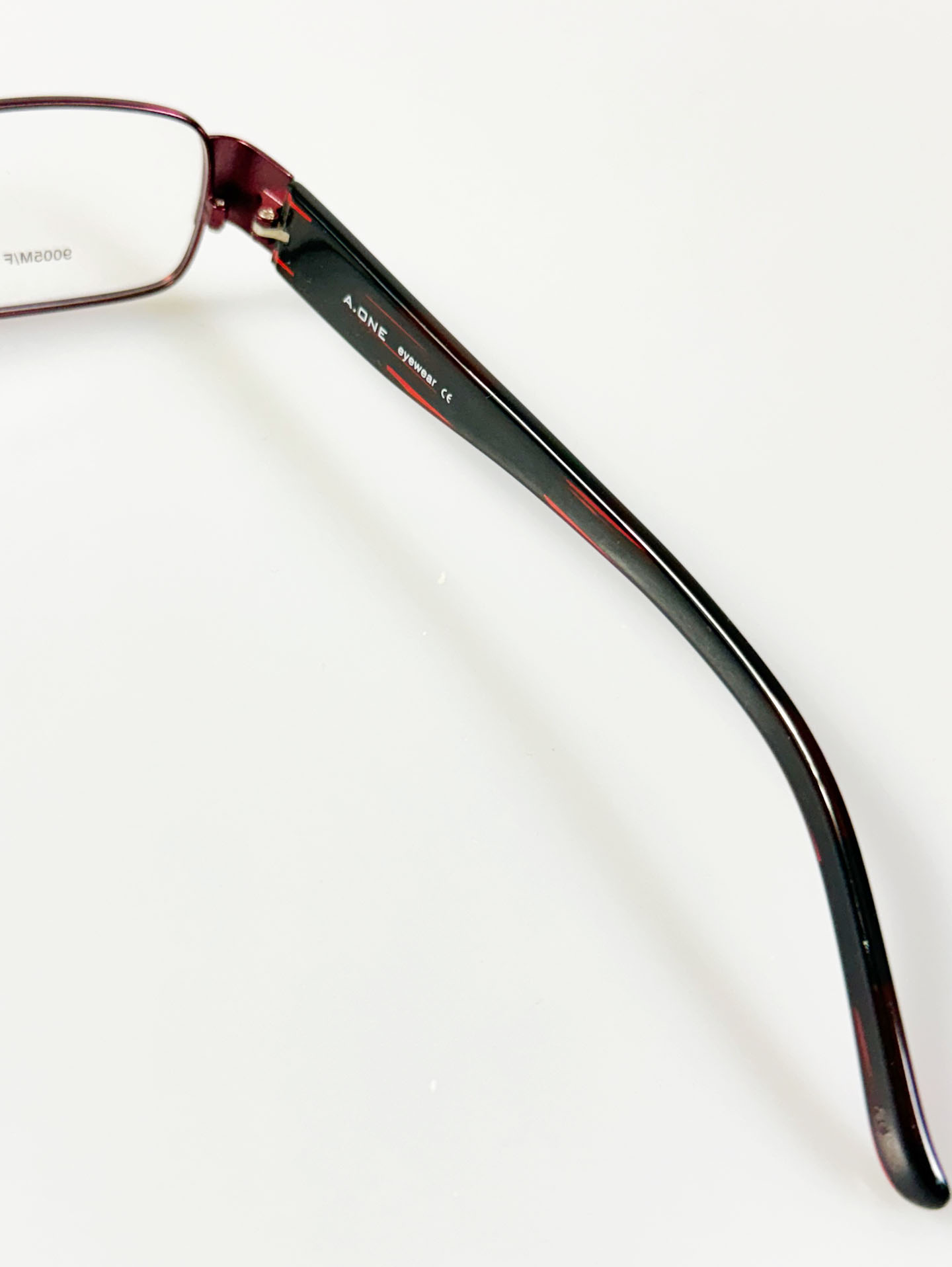 A.ONE Slim Square Burgundy Metal Frame Glasses